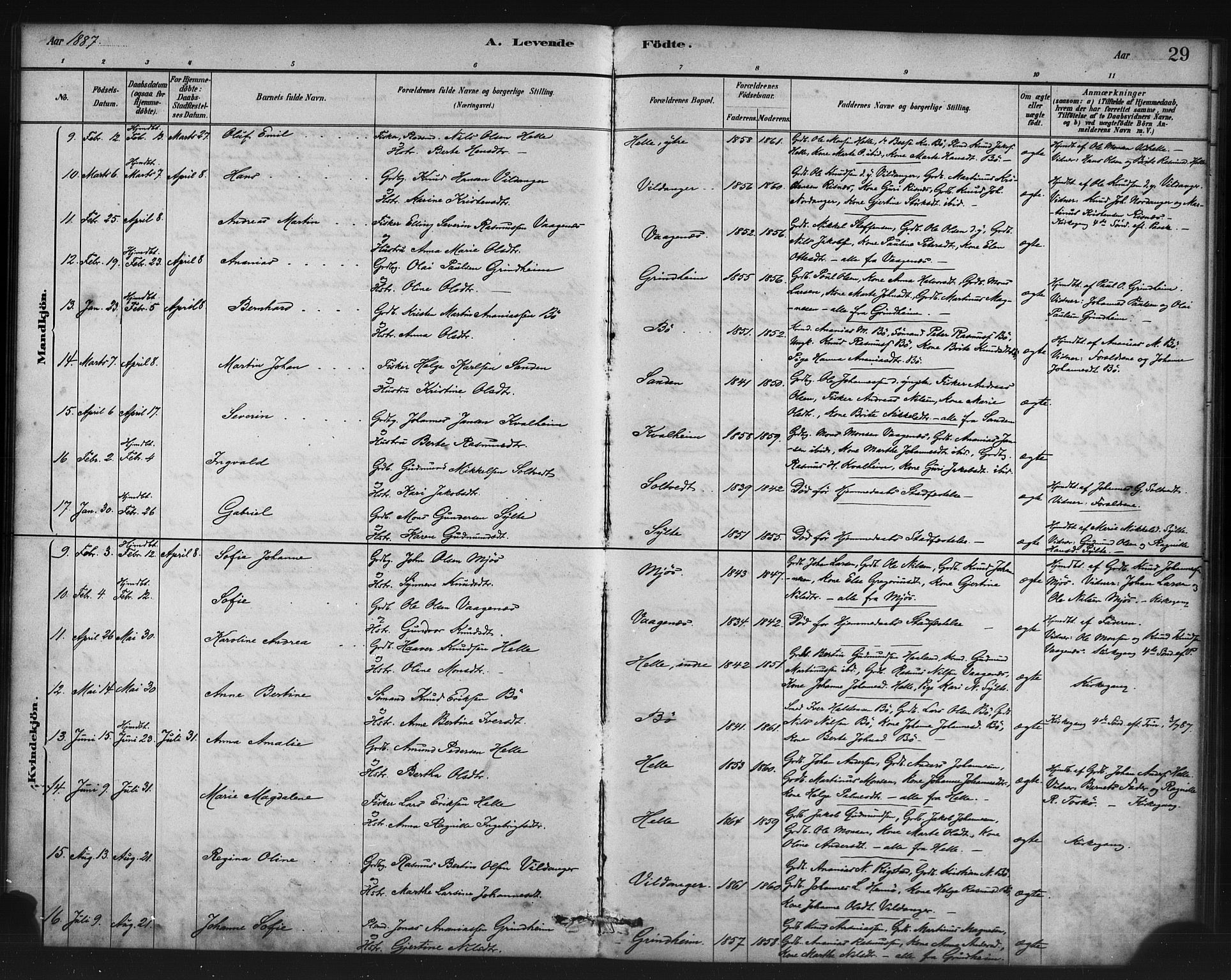 Manger sokneprestembete, SAB/A-76801/H/Haa: Parish register (official) no. C 1, 1881-1890, p. 29