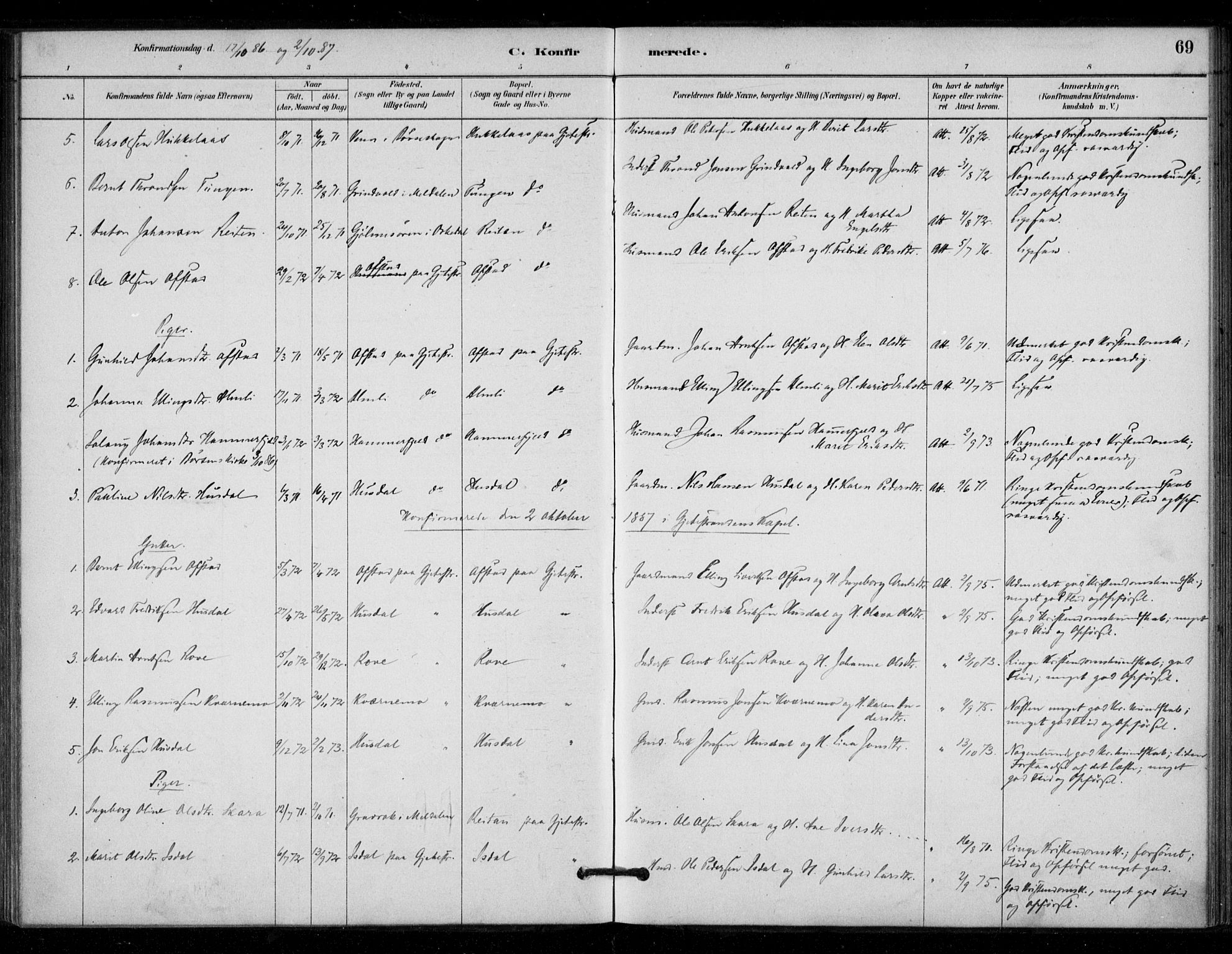 Ministerialprotokoller, klokkerbøker og fødselsregistre - Sør-Trøndelag, SAT/A-1456/670/L0836: Parish register (official) no. 670A01, 1879-1904, p. 69