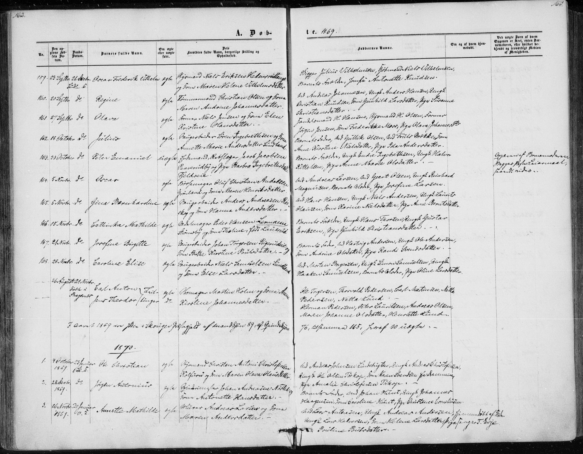 Skoger kirkebøker, AV/SAKO-A-59/F/Fa/L0004: Parish register (official) no. I 4, 1862-1872, p. 162-163