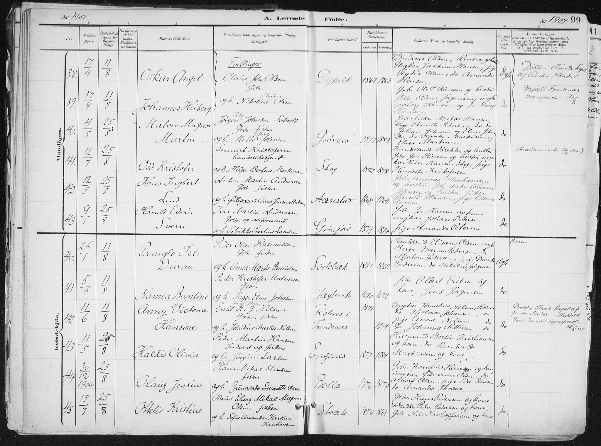 Ibestad sokneprestembete, SATØ/S-0077/H/Ha/Haa/L0017kirke: Parish register (official) no. 17, 1901-1914, p. 99