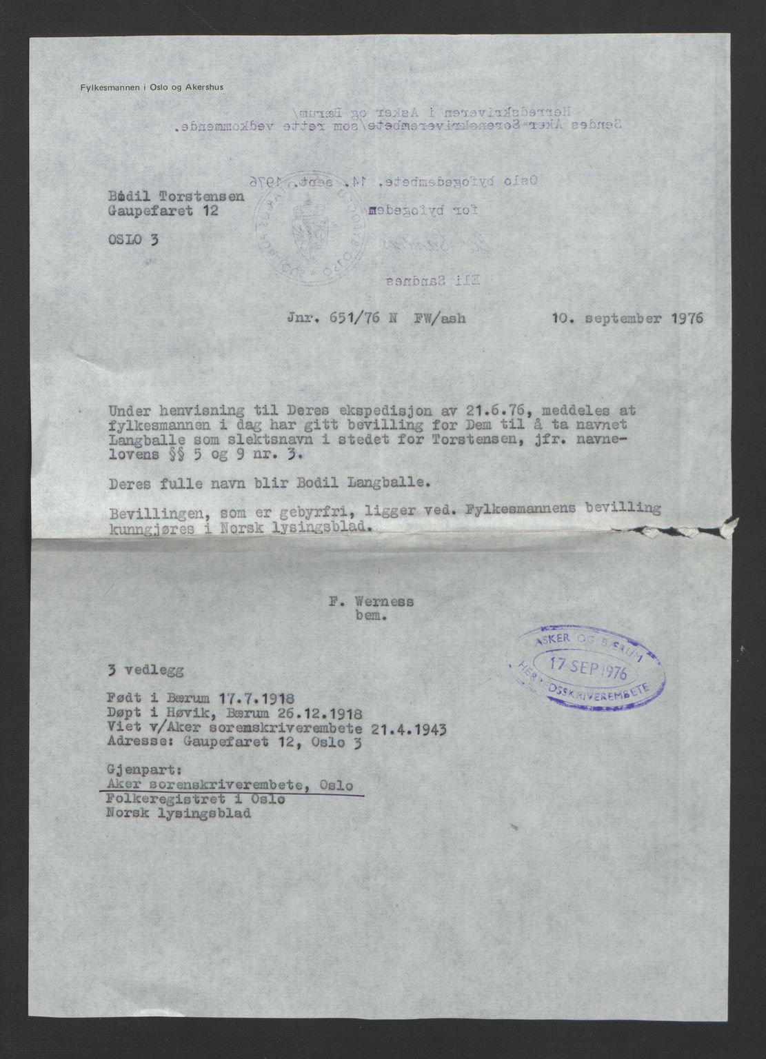 Aker sorenskriveri, AV/SAO-A-10895/L/Lc/Lcb/L0019: Vigselprotokoll, 1943
