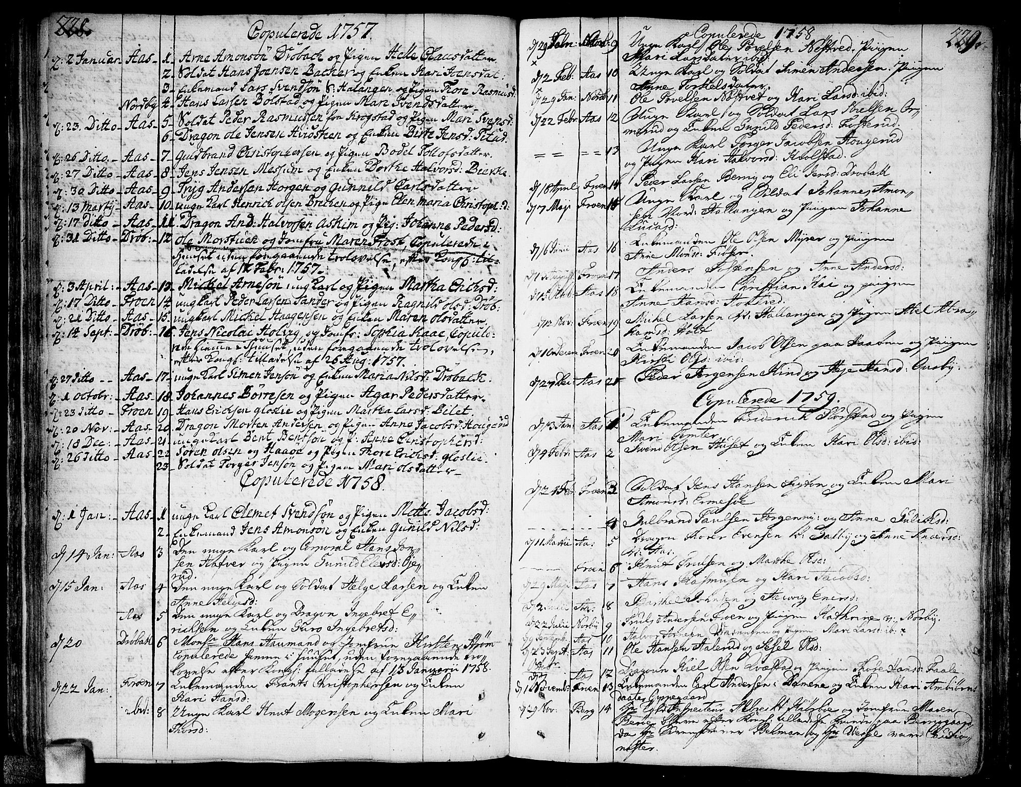 Ås prestekontor Kirkebøker, AV/SAO-A-10894/F/Fa/L0001: Parish register (official) no. I 1, 1742-1778, p. 228-229