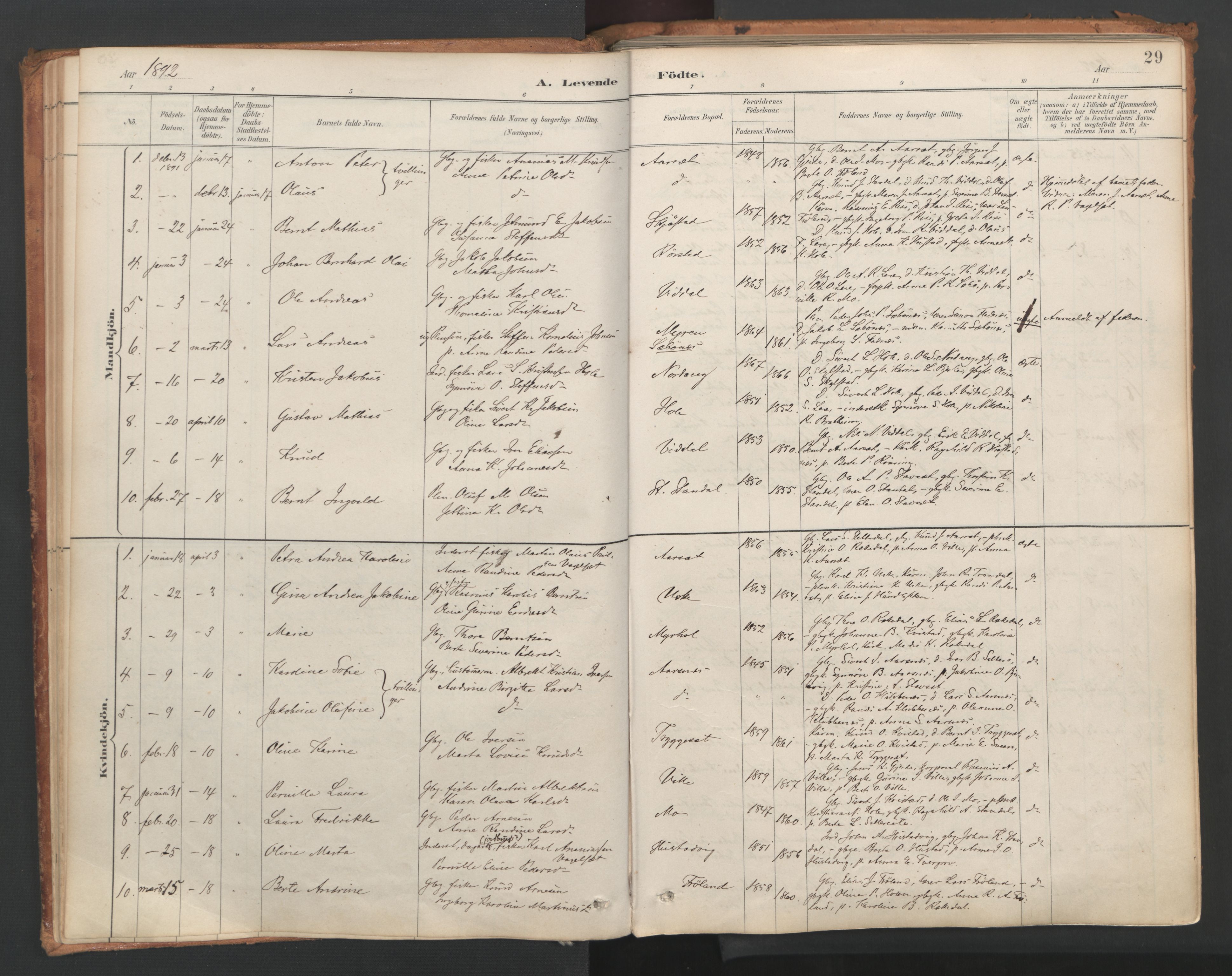 Ministerialprotokoller, klokkerbøker og fødselsregistre - Møre og Romsdal, SAT/A-1454/515/L0211: Parish register (official) no. 515A07, 1886-1910, p. 29