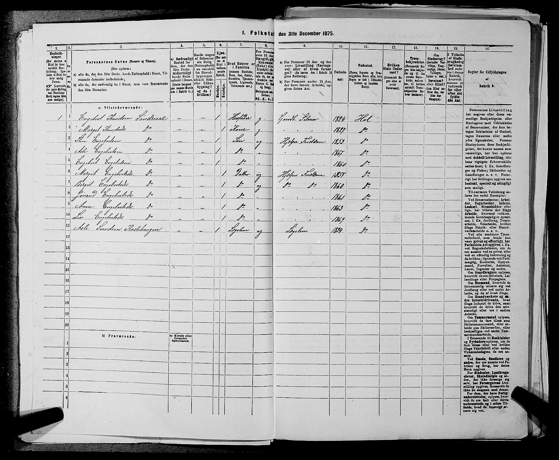 SAKO, 1875 census for 0620P Hol, 1875, p. 437