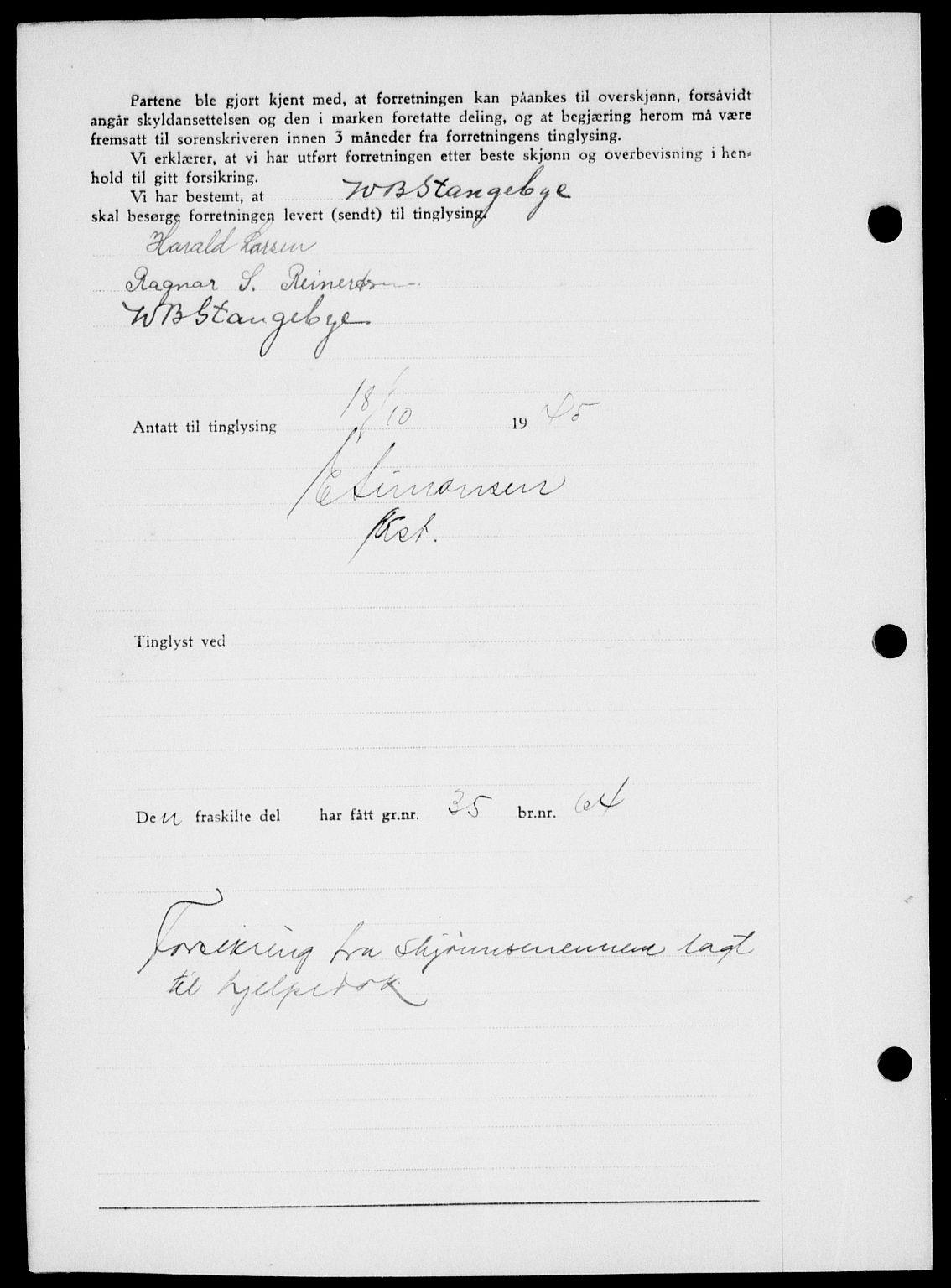 Onsøy sorenskriveri, SAO/A-10474/G/Ga/Gab/L0015: Mortgage book no. II A-15, 1945-1946, Diary no: : 1396/1945
