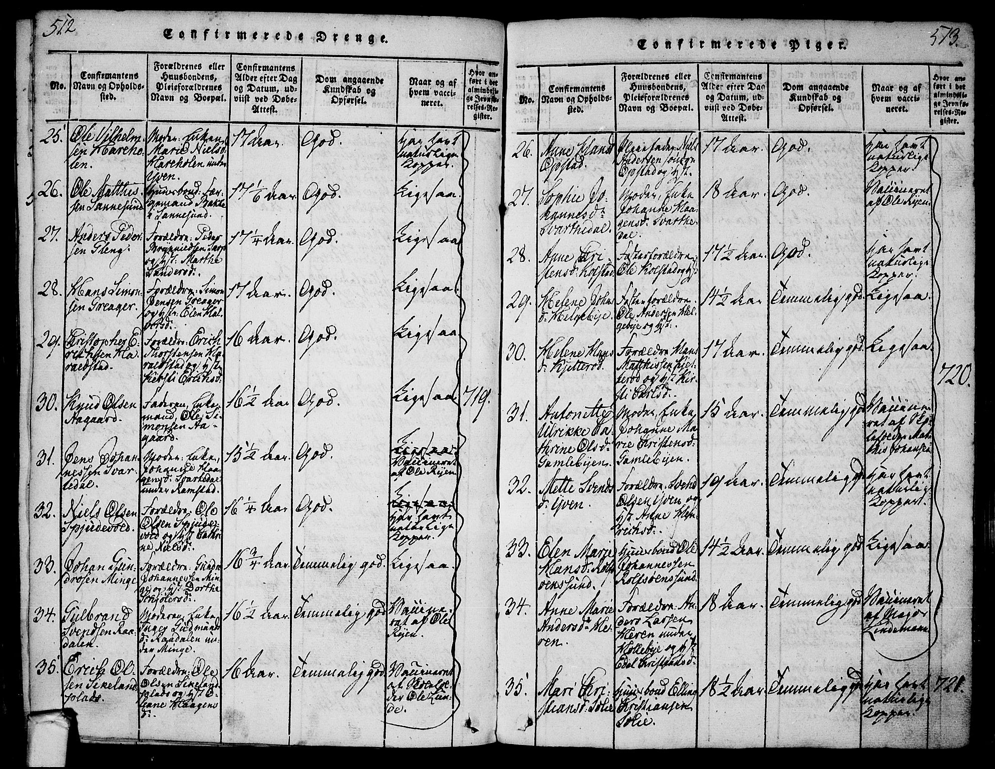 Tune prestekontor Kirkebøker, SAO/A-2007/F/Fa/L0005: Parish register (official) no. 5, 1815-1823, p. 512-513
