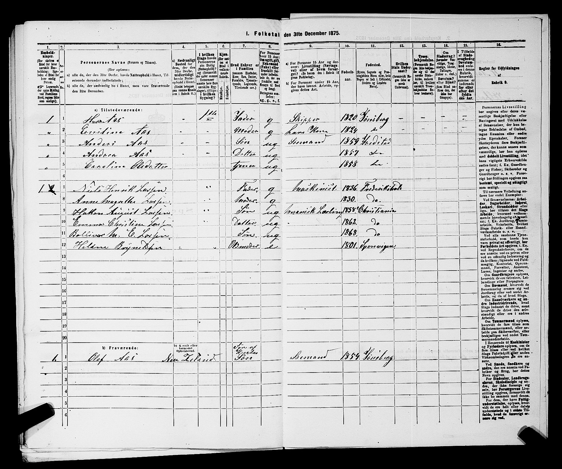 RA, 1875 census for 0103B Fredrikstad/Fredrikstad, 1875, p. 754