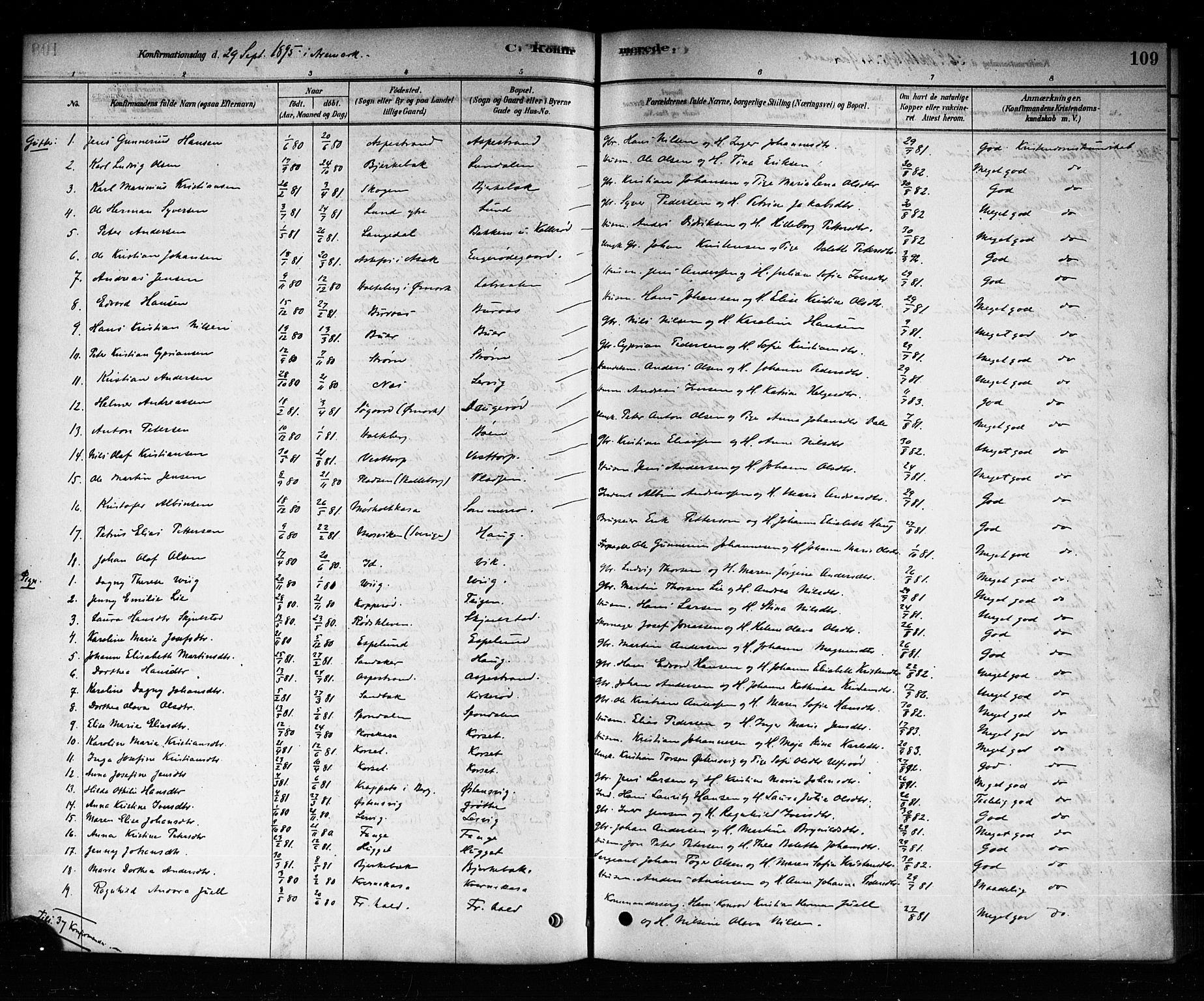 Aremark prestekontor Kirkebøker, SAO/A-10899/F/Fb/L0004: Parish register (official) no. II 4, 1878-1895, p. 109
