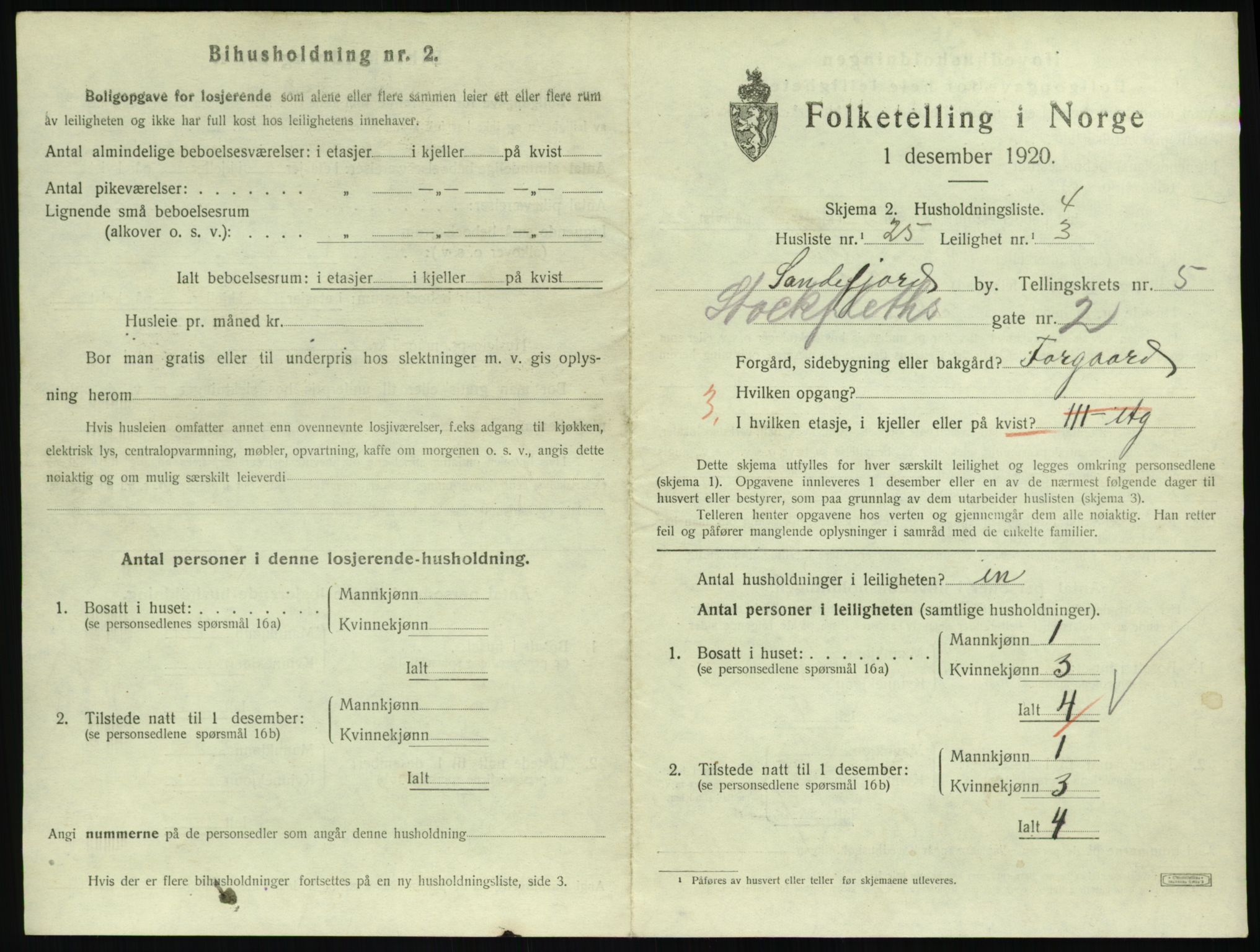 SAKO, 1920 census for Sandefjord, 1920, p. 2506