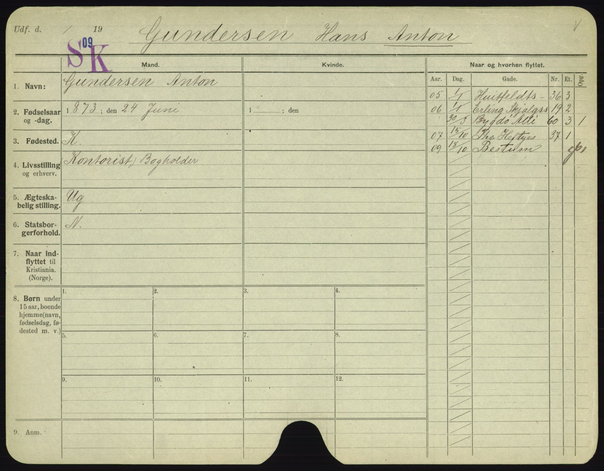 Oslo folkeregister, Registerkort, SAO/A-11715/F/Fa/Fac/L0003: Menn, 1906-1914, p. 801a