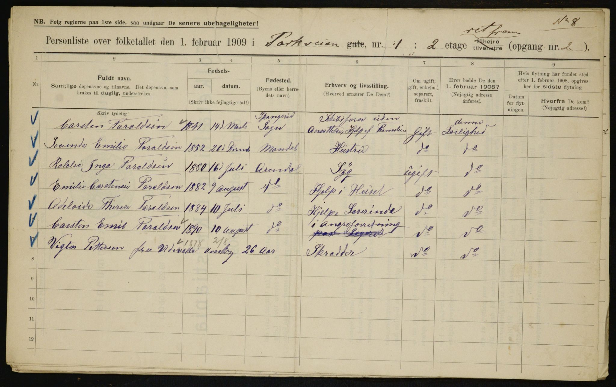 OBA, Municipal Census 1909 for Kristiania, 1909, p. 70386