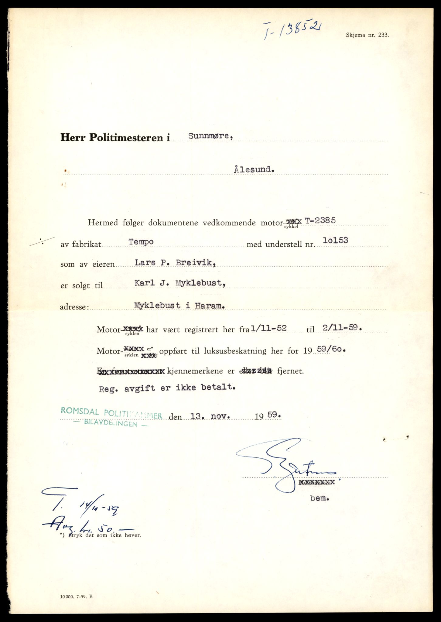 Møre og Romsdal vegkontor - Ålesund trafikkstasjon, AV/SAT-A-4099/F/Fe/L0041: Registreringskort for kjøretøy T 13710 - T 13905, 1927-1998, p. 2589