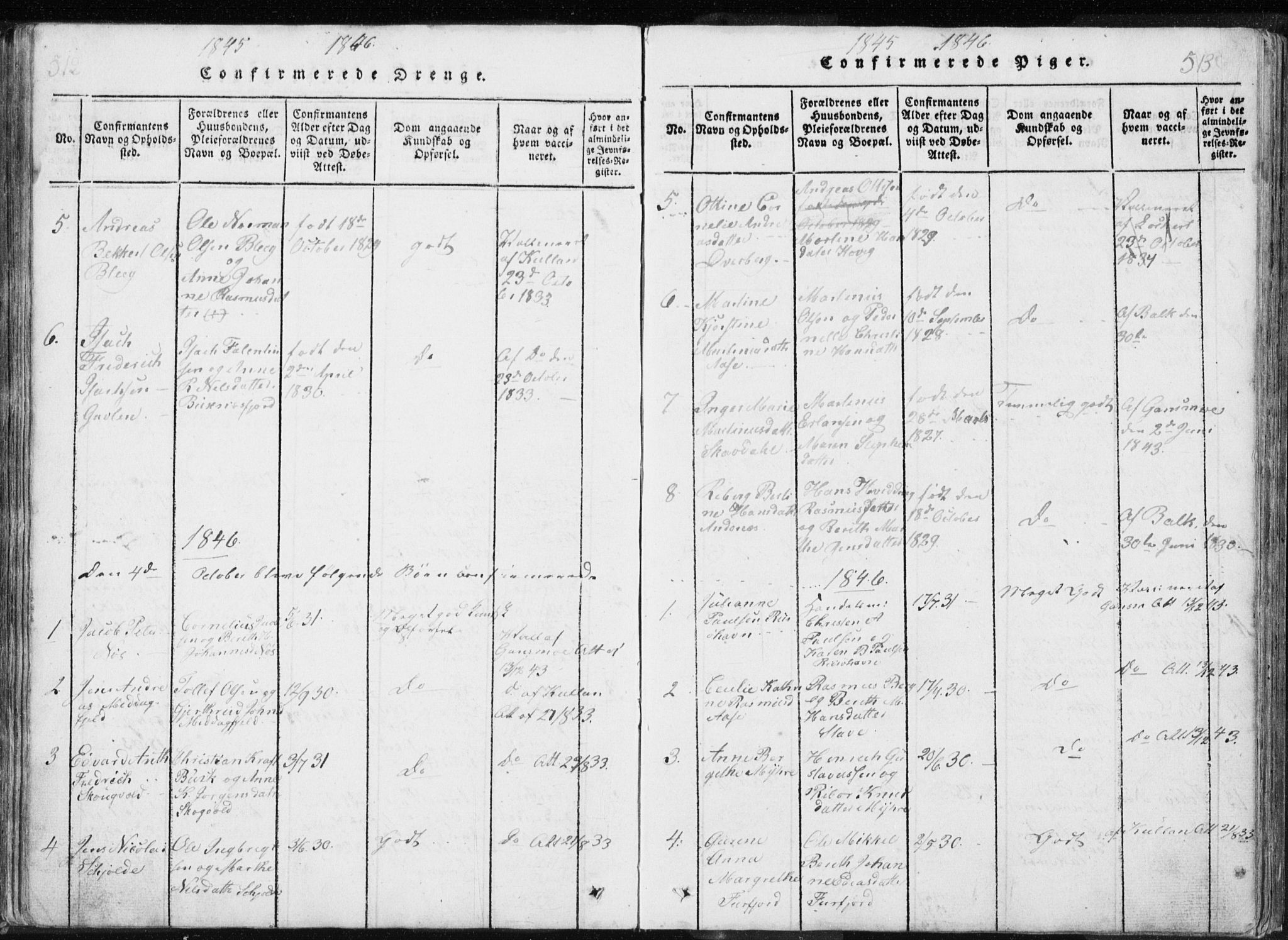 Ministerialprotokoller, klokkerbøker og fødselsregistre - Nordland, AV/SAT-A-1459/897/L1411: Parish register (copy) no. 897C01, 1820-1866, p. 512-513