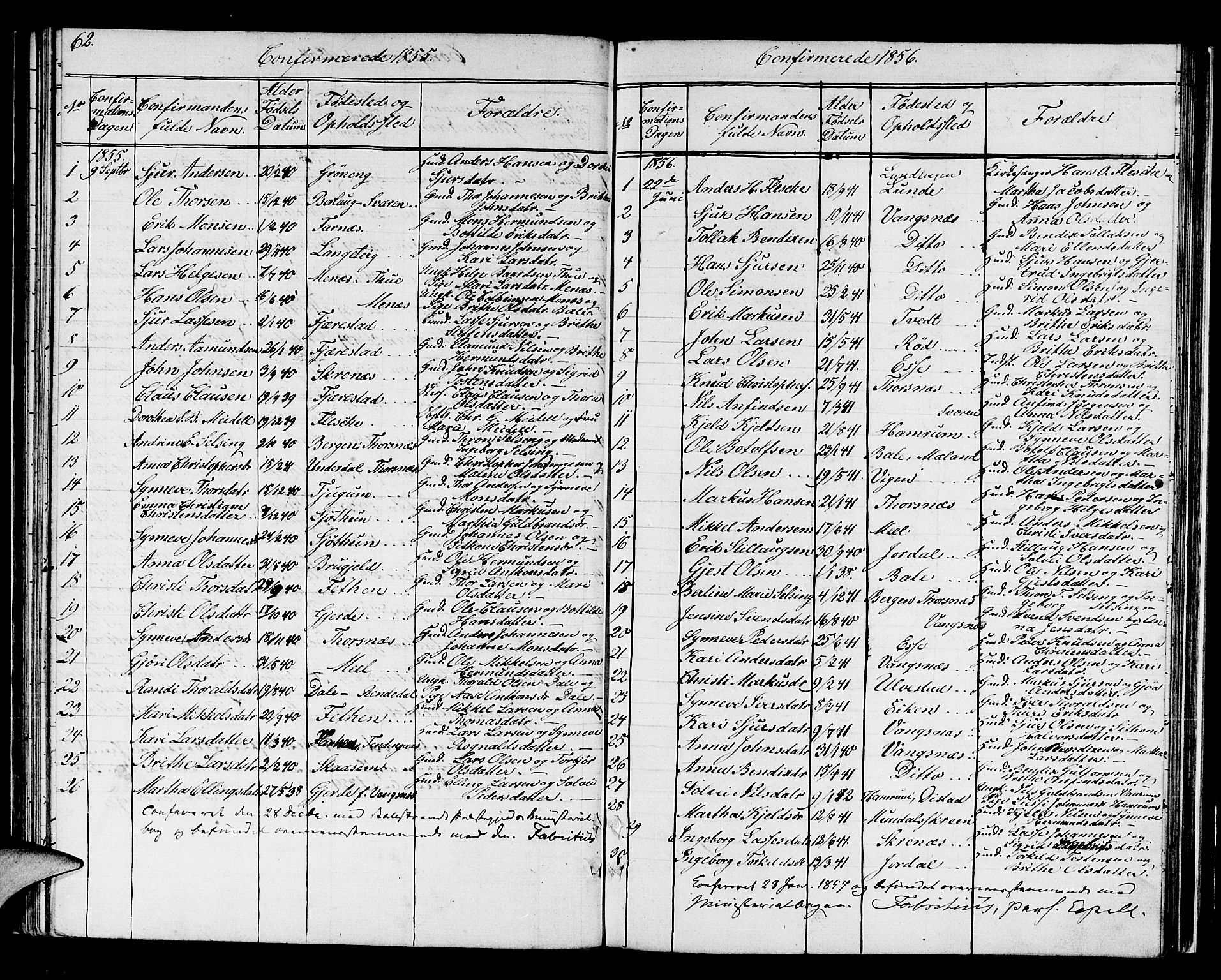 Balestrand sokneprestembete, SAB/A-79601/H/Hab/Haba/L0001: Parish register (copy) no. A 1, 1853-1880, p. 62