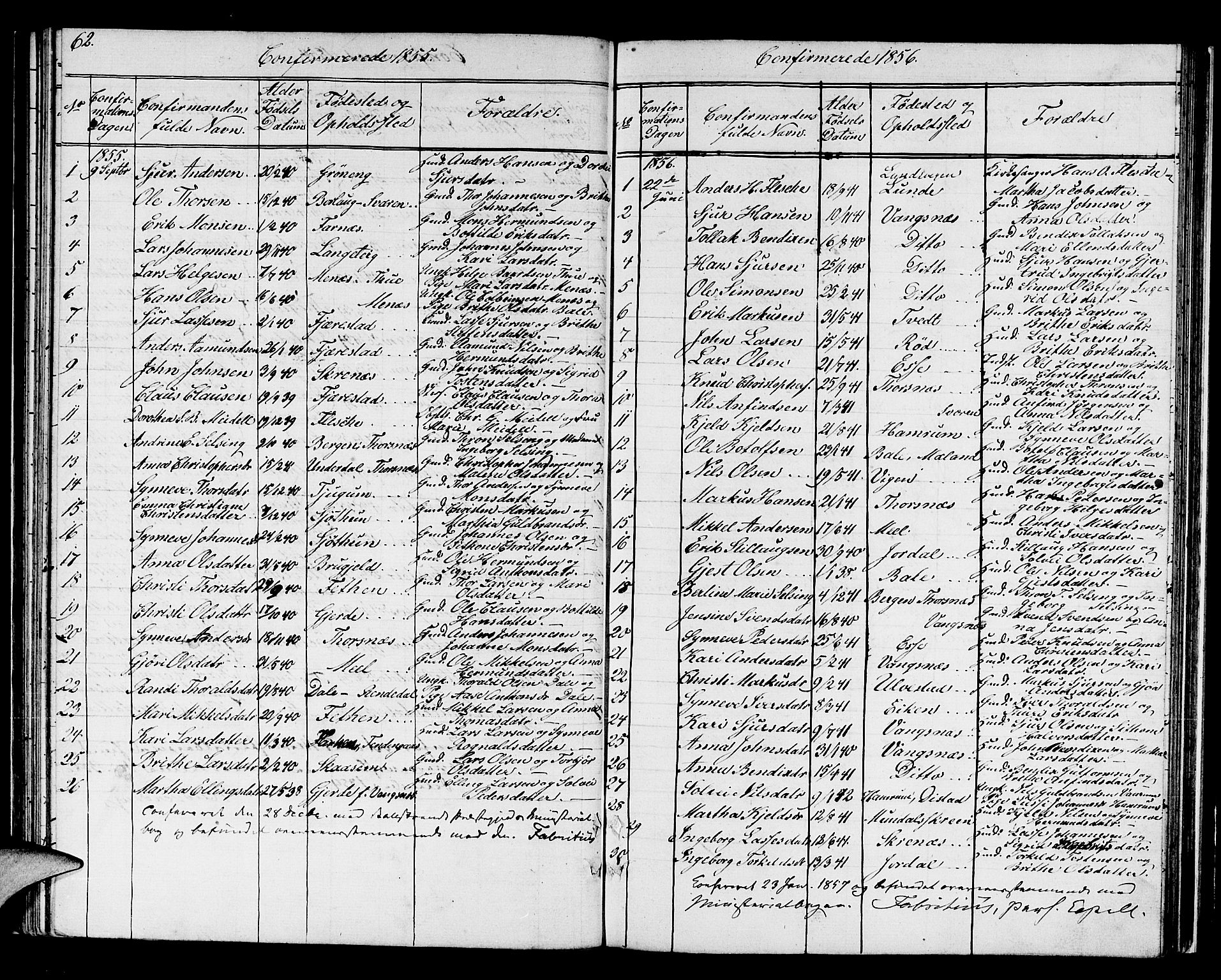 Balestrand sokneprestembete, AV/SAB-A-79601/H/Hab/Haba/L0001: Parish register (copy) no. A 1, 1853-1880, p. 62