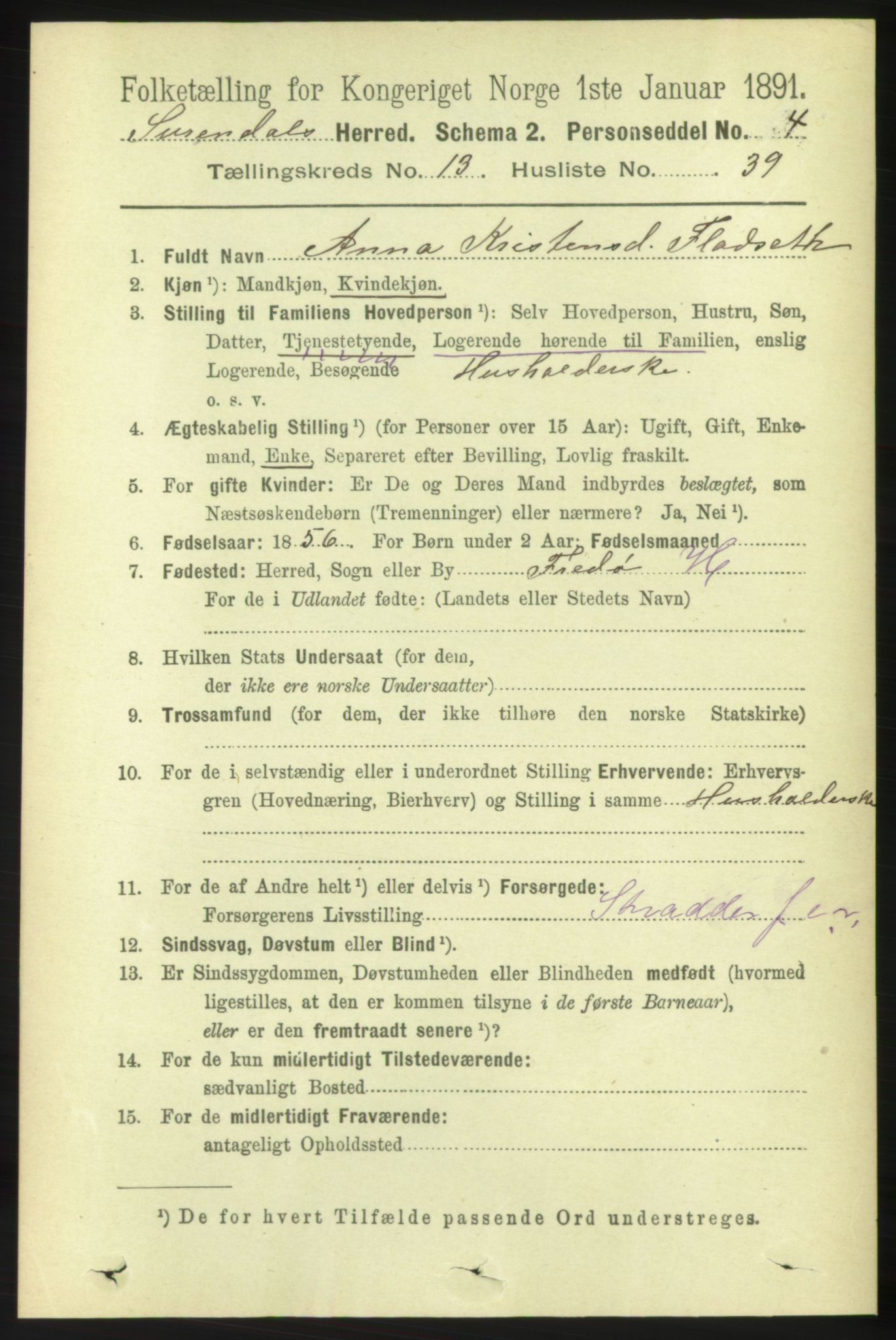 RA, 1891 census for 1566 Surnadal, 1891, p. 3375