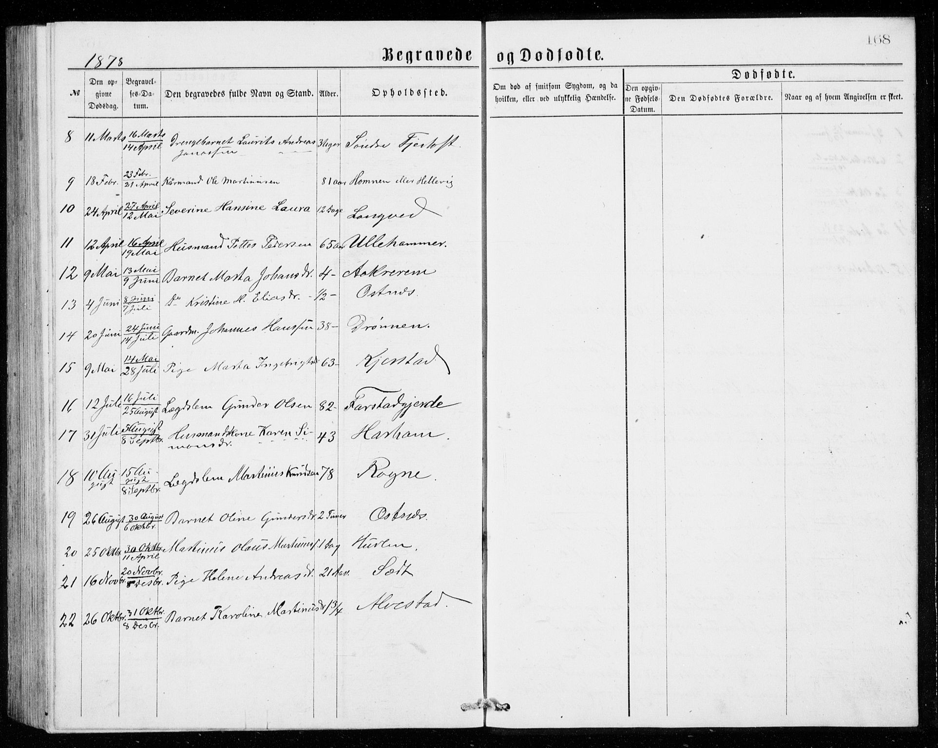 Ministerialprotokoller, klokkerbøker og fødselsregistre - Møre og Romsdal, AV/SAT-A-1454/536/L0509: Parish register (copy) no. 536C04, 1871-1881, p. 168