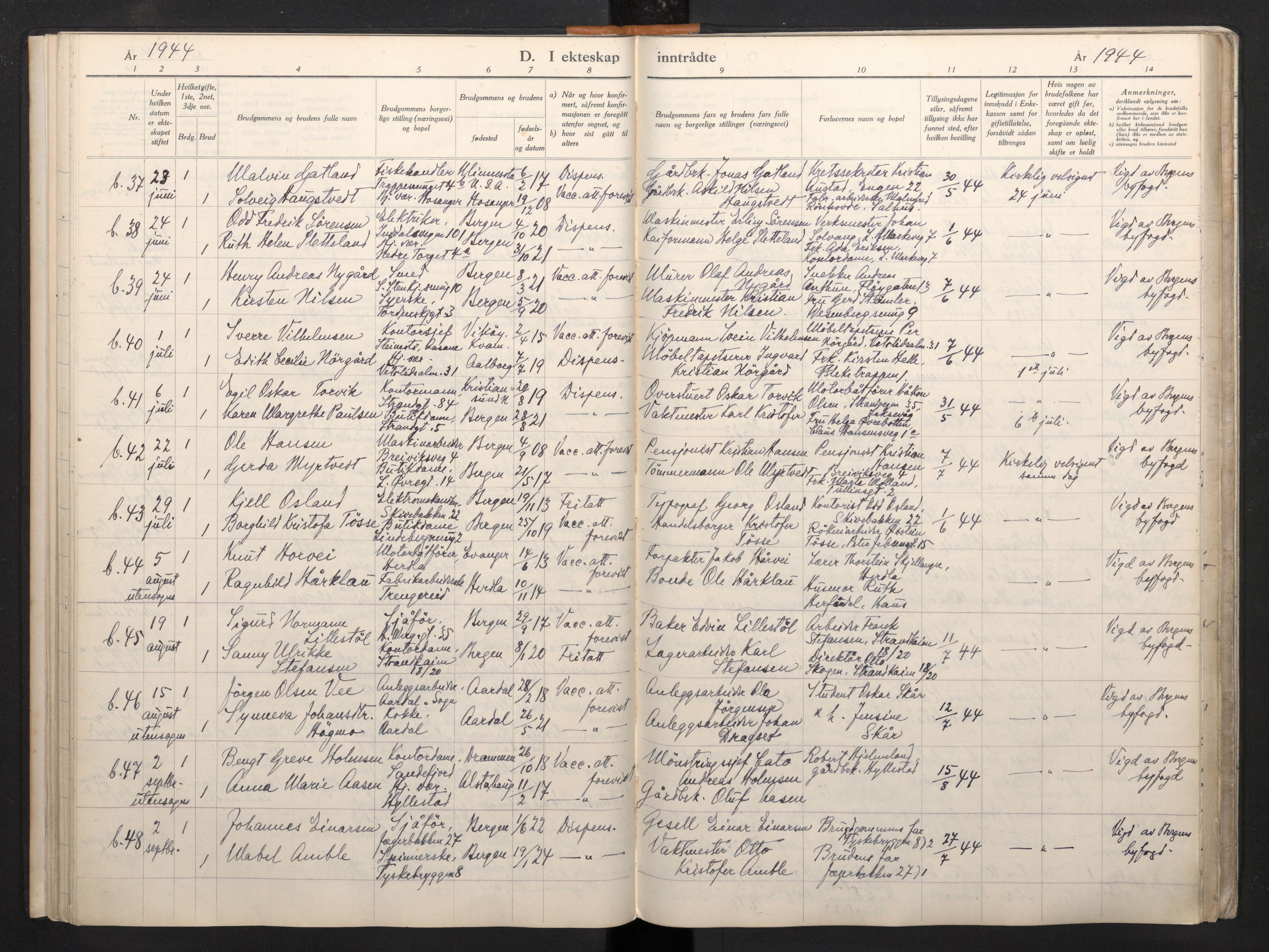 Korskirken sokneprestembete, AV/SAB-A-76101/H/Haa: Parish register (official) no. A 15, 1942-1945