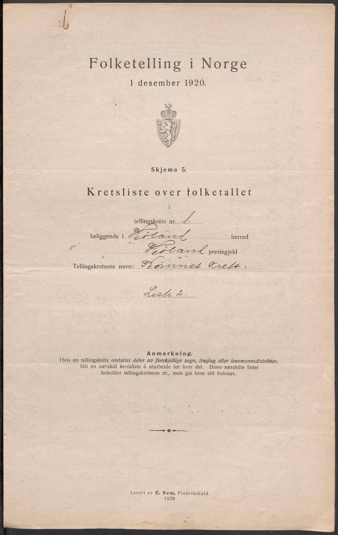 SAO, 1920 census for Høland, 1920, p. 10