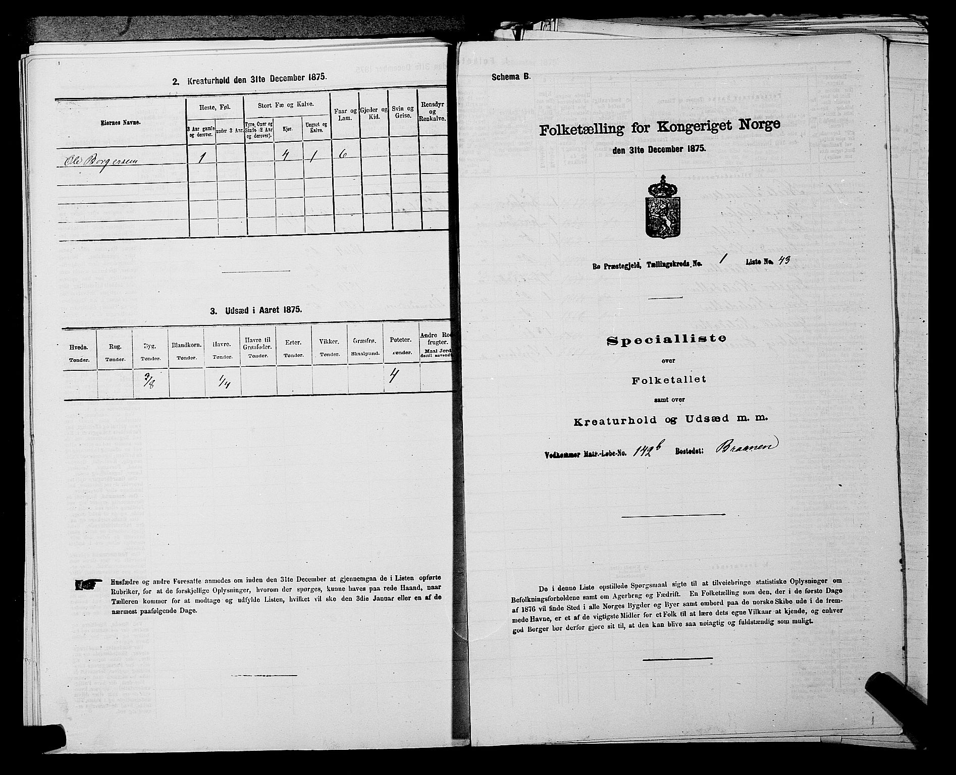 SAKO, 1875 census for 0821P Bø, 1875, p. 126