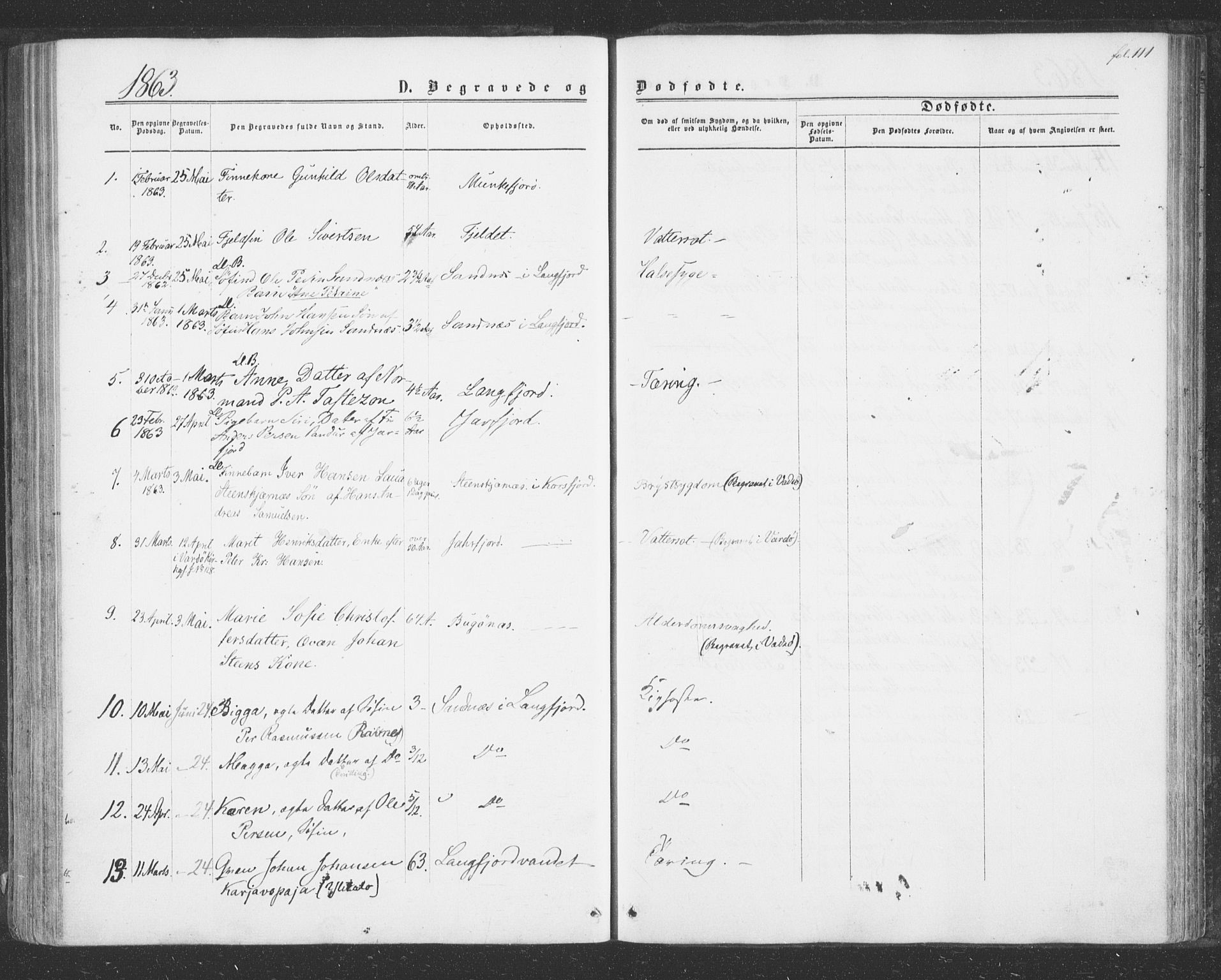 Sør-Varanger sokneprestkontor, SATØ/S-1331/H/Ha/L0001kirke: Parish register (official) no. 1, 1863-1872, p. 111