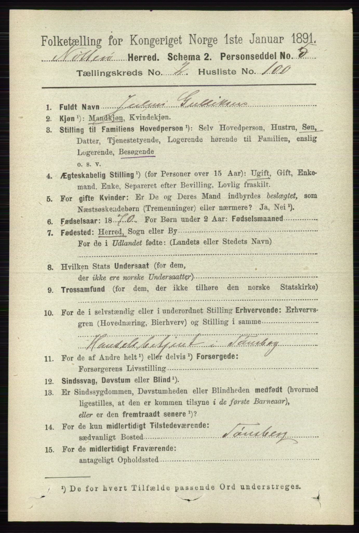 RA, 1891 census for 0722 Nøtterøy, 1891, p. 1471