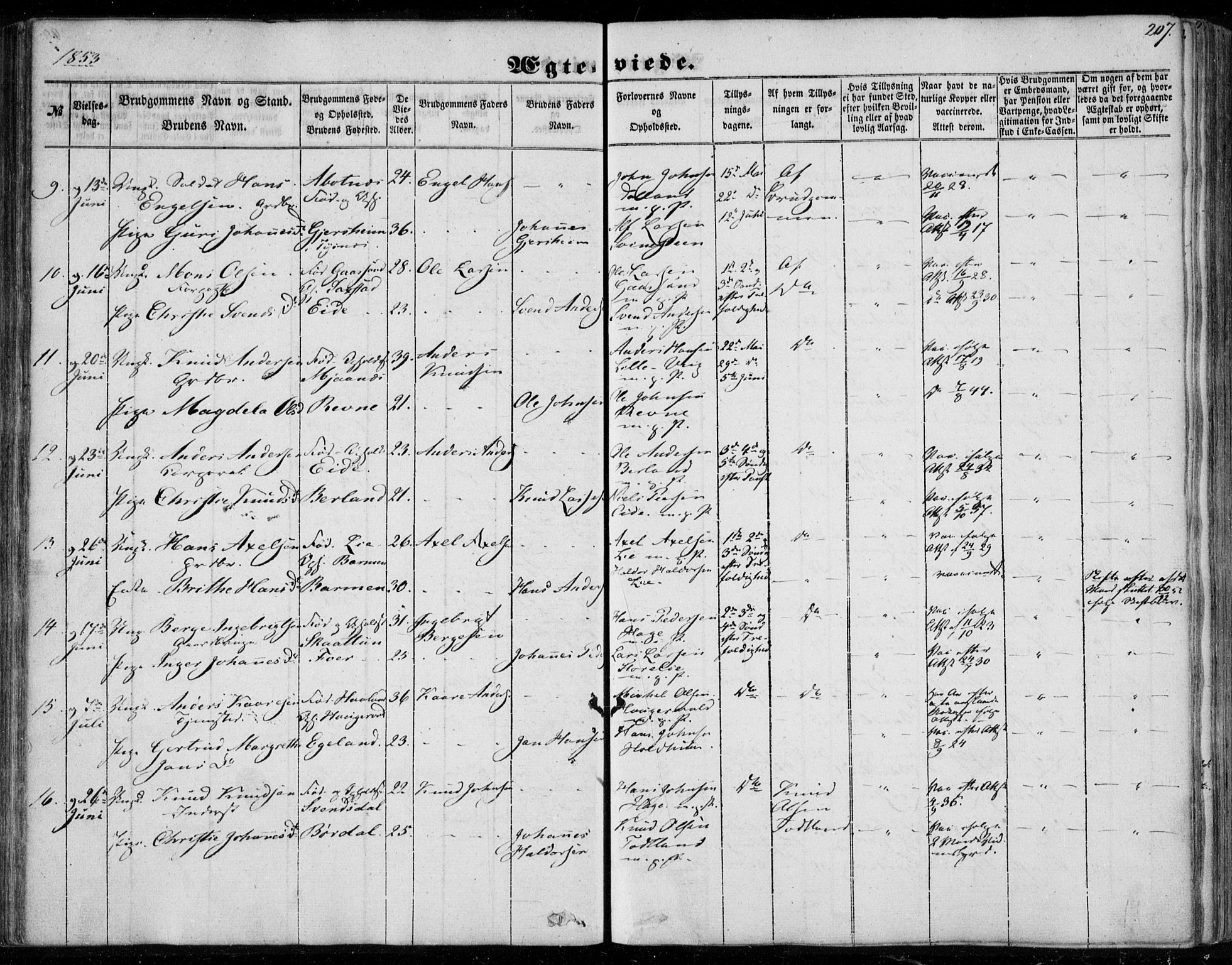 Os sokneprestembete, AV/SAB-A-99929: Parish register (official) no. A 16, 1851-1859, p. 207