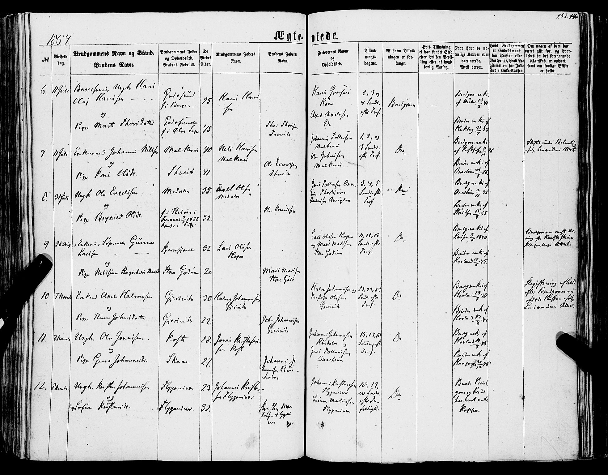 Tysnes sokneprestembete, SAB/A-78601/H/Haa: Parish register (official) no. A 11, 1860-1871, p. 262