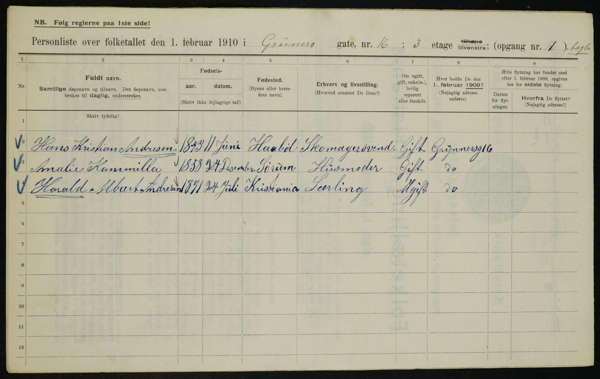 OBA, Municipal Census 1910 for Kristiania, 1910, p. 29851