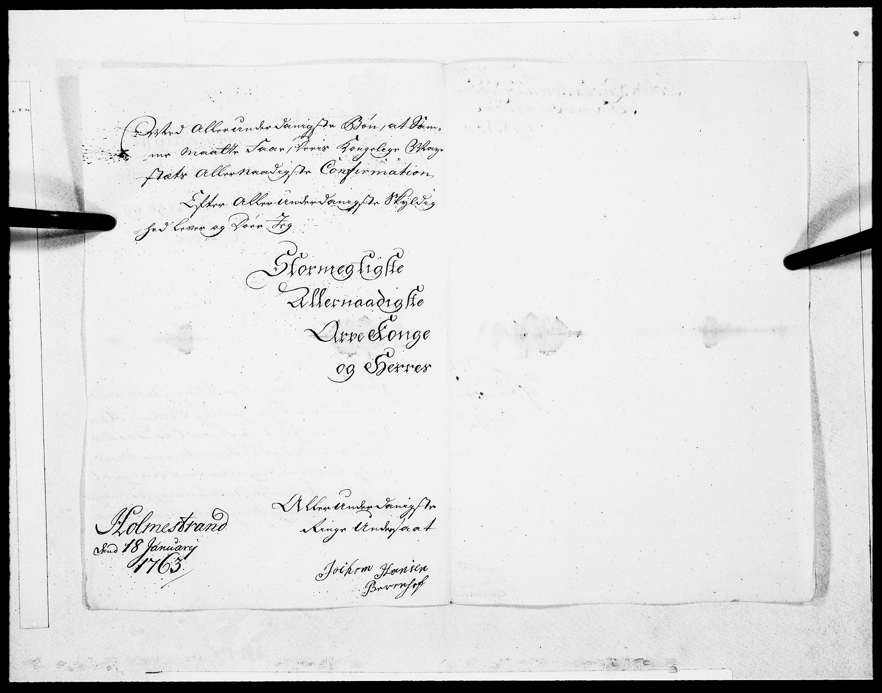 Danske Kanselli 1572-1799, AV/RA-EA-3023/F/Fc/Fcc/Fcca/L0187: Norske innlegg 1572-1799, 1763, p. 278