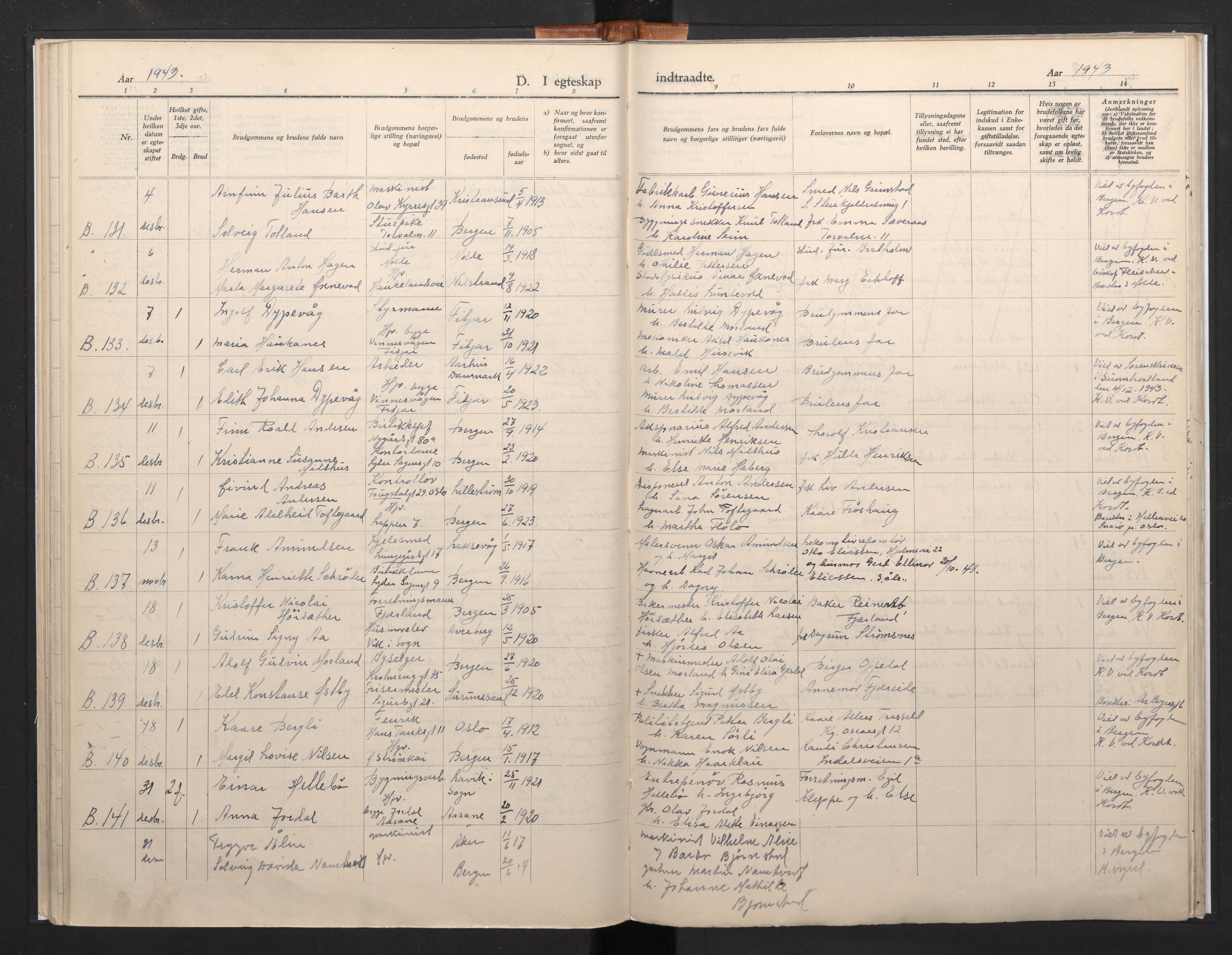 Domkirken sokneprestembete, AV/SAB-A-74801/H/Haa/L0016: Parish register (official) no. A 15, 1942-1952