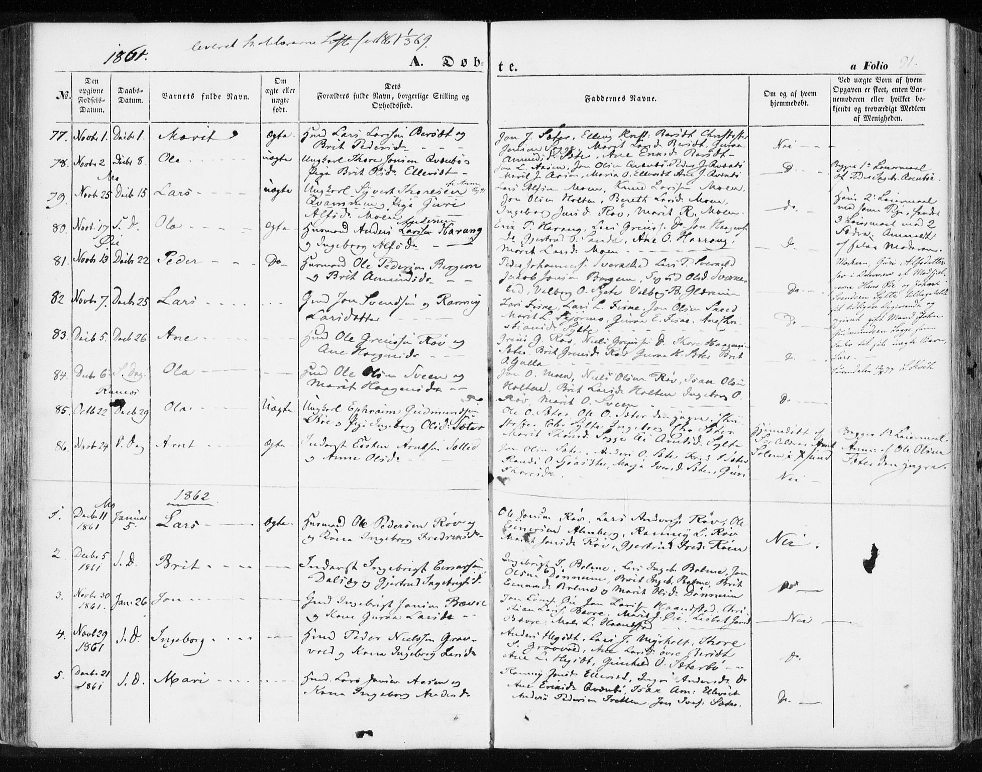 Ministerialprotokoller, klokkerbøker og fødselsregistre - Møre og Romsdal, SAT/A-1454/595/L1044: Parish register (official) no. 595A06, 1852-1863, p. 91