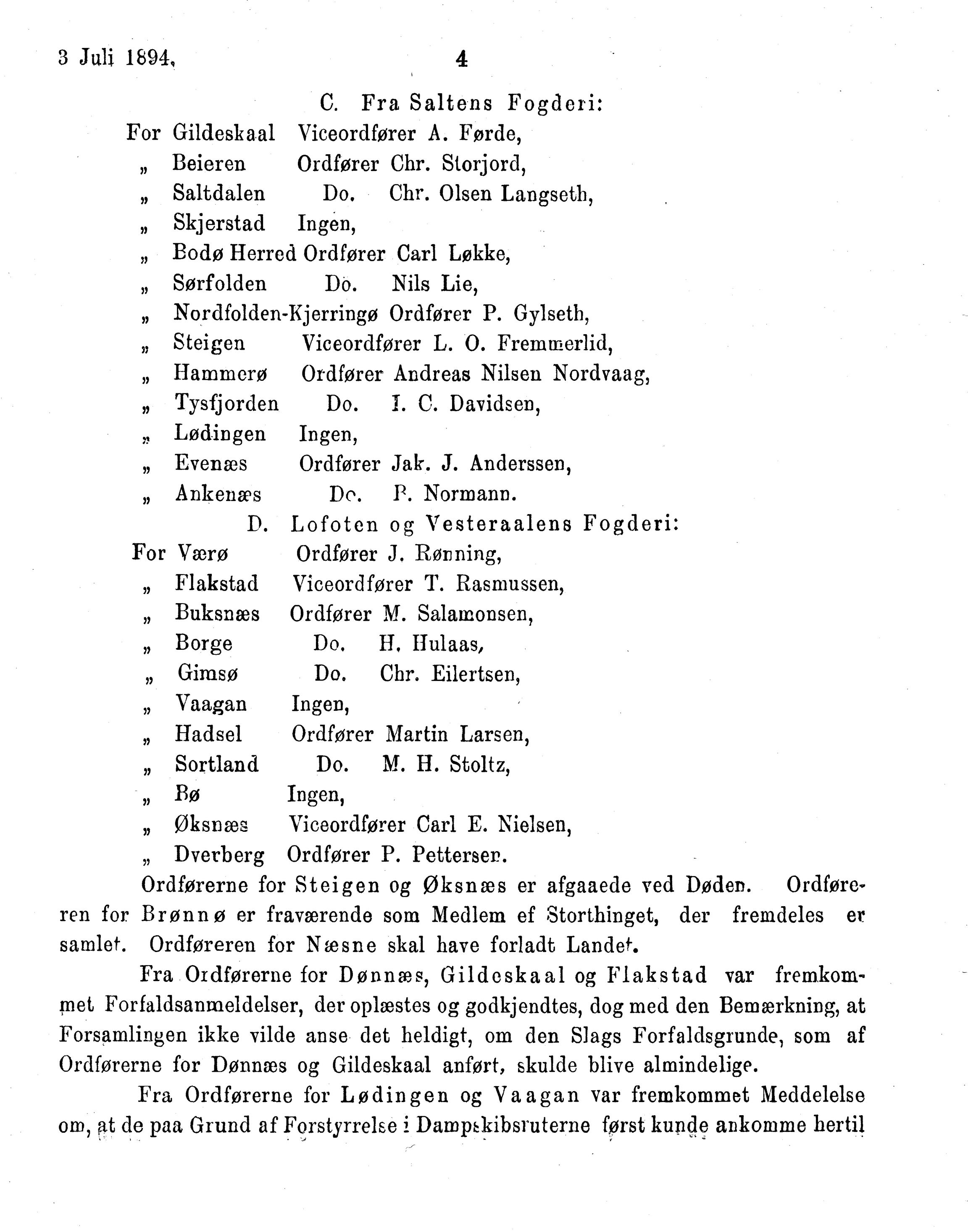 Nordland Fylkeskommune. Fylkestinget, AIN/NFK-17/176/A/Ac/L0017: Fylkestingsforhandlinger 1894, 1894