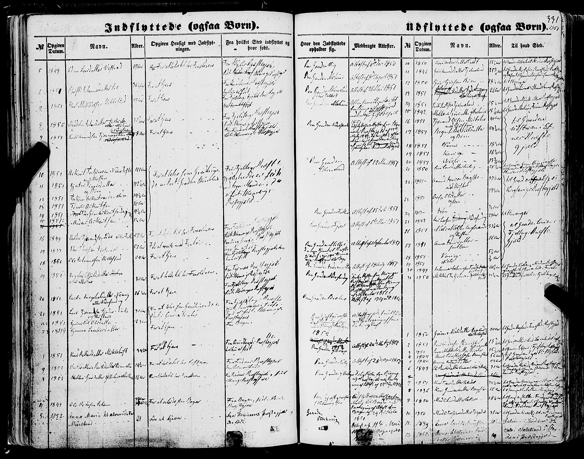 Skånevik sokneprestembete, SAB/A-77801/H/Haa: Parish register (official) no. A 5II, 1848-1869, p. 331
