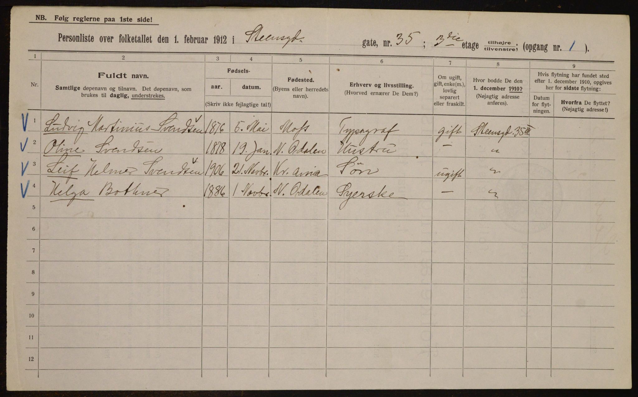 OBA, Municipal Census 1912 for Kristiania, 1912, p. 102355