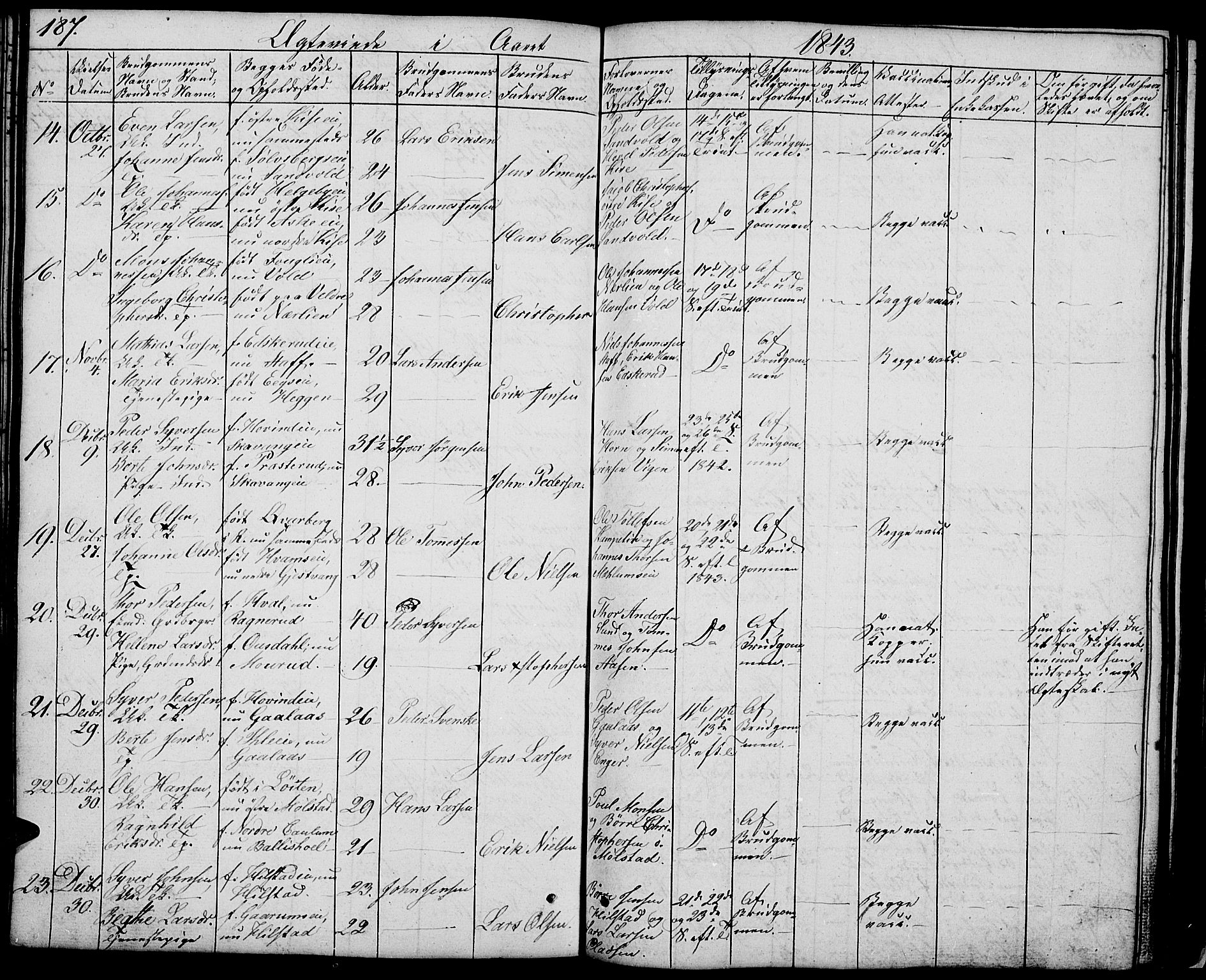 Nes prestekontor, Hedmark, AV/SAH-PREST-020/L/La/L0004: Parish register (copy) no. 4, 1832-1861, p. 187