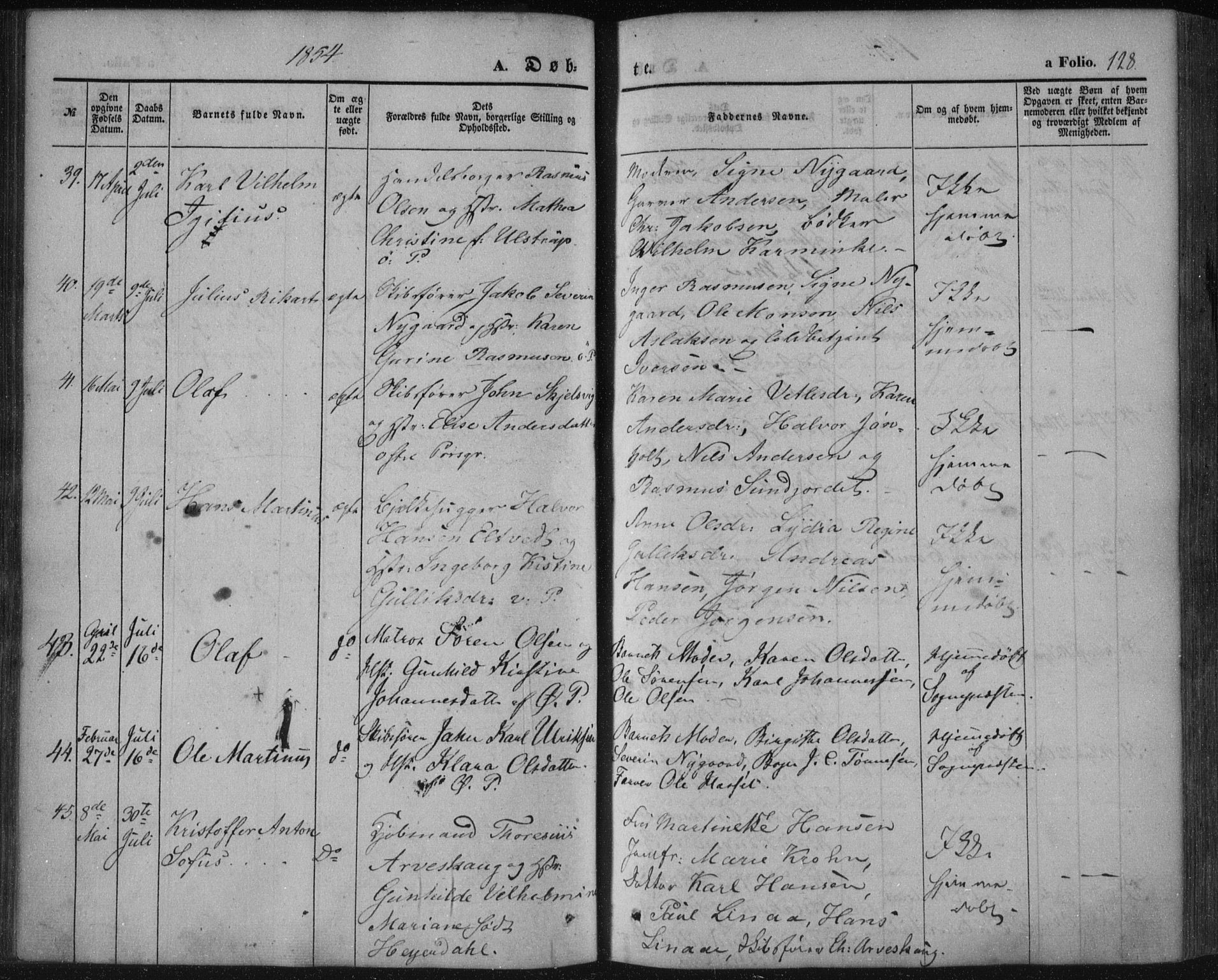 Porsgrunn kirkebøker , AV/SAKO-A-104/F/Fa/L0006: Parish register (official) no. 6, 1841-1857, p. 128