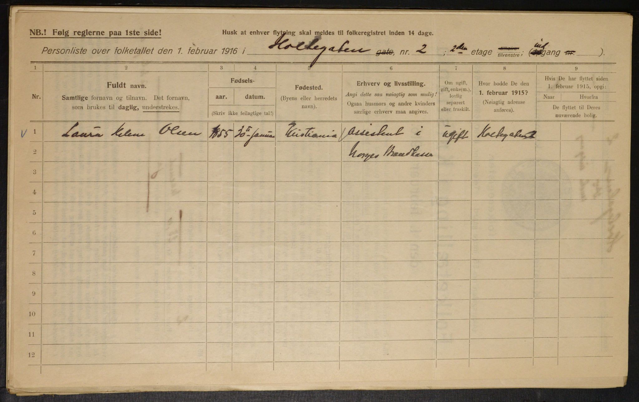 OBA, Municipal Census 1916 for Kristiania, 1916, p. 41796