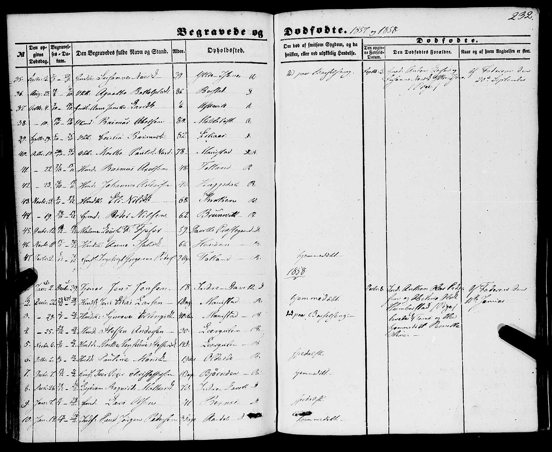 Davik sokneprestembete, AV/SAB-A-79701/H/Haa/Haaa/L0005: Parish register (official) no. A 5, 1850-1866, p. 232