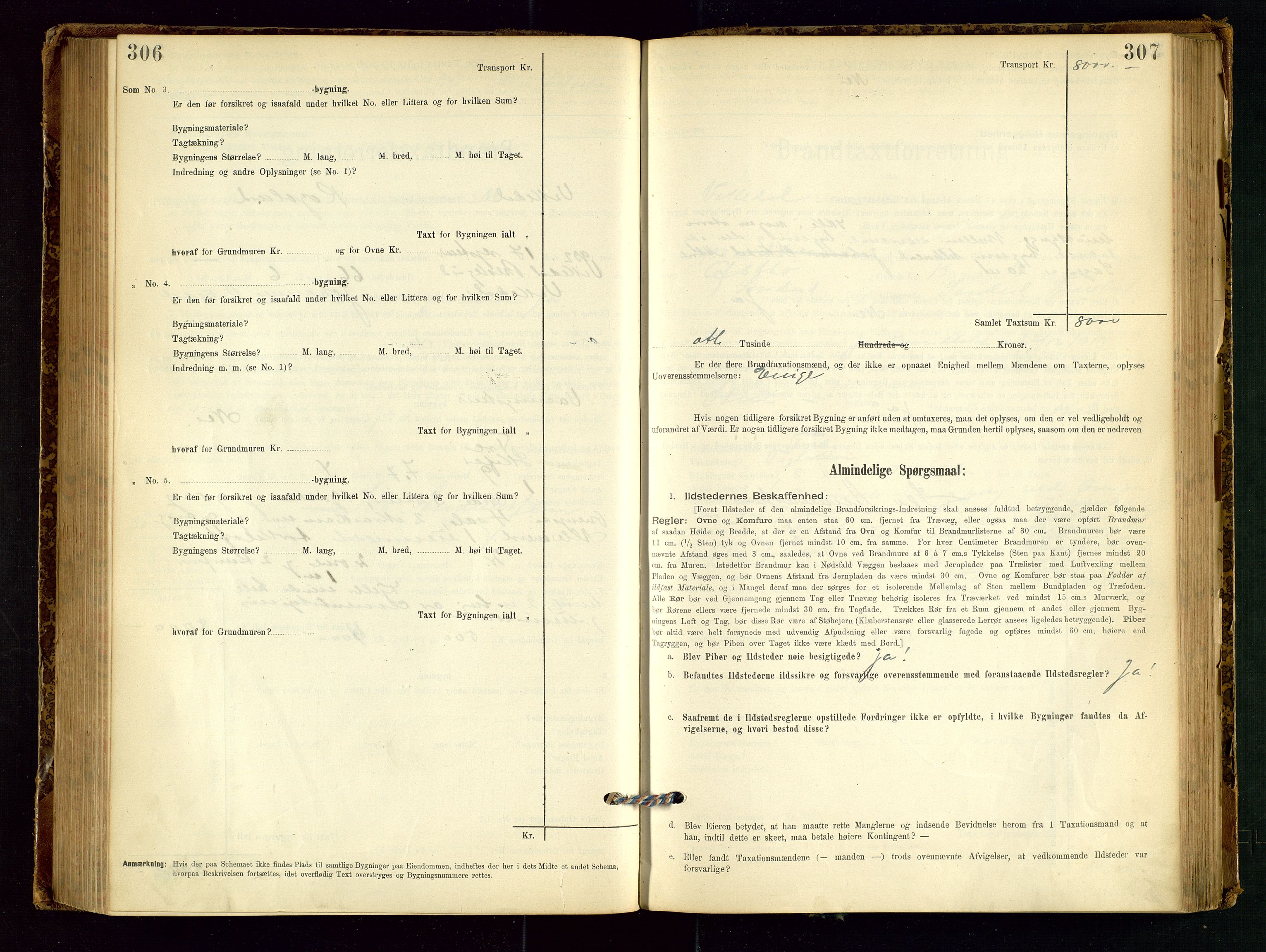 Vikedal lensmannskontor, AV/SAST-A-100179/Gob/L0004: Branntakstprotokoll, 1894-1952, p. 306-307