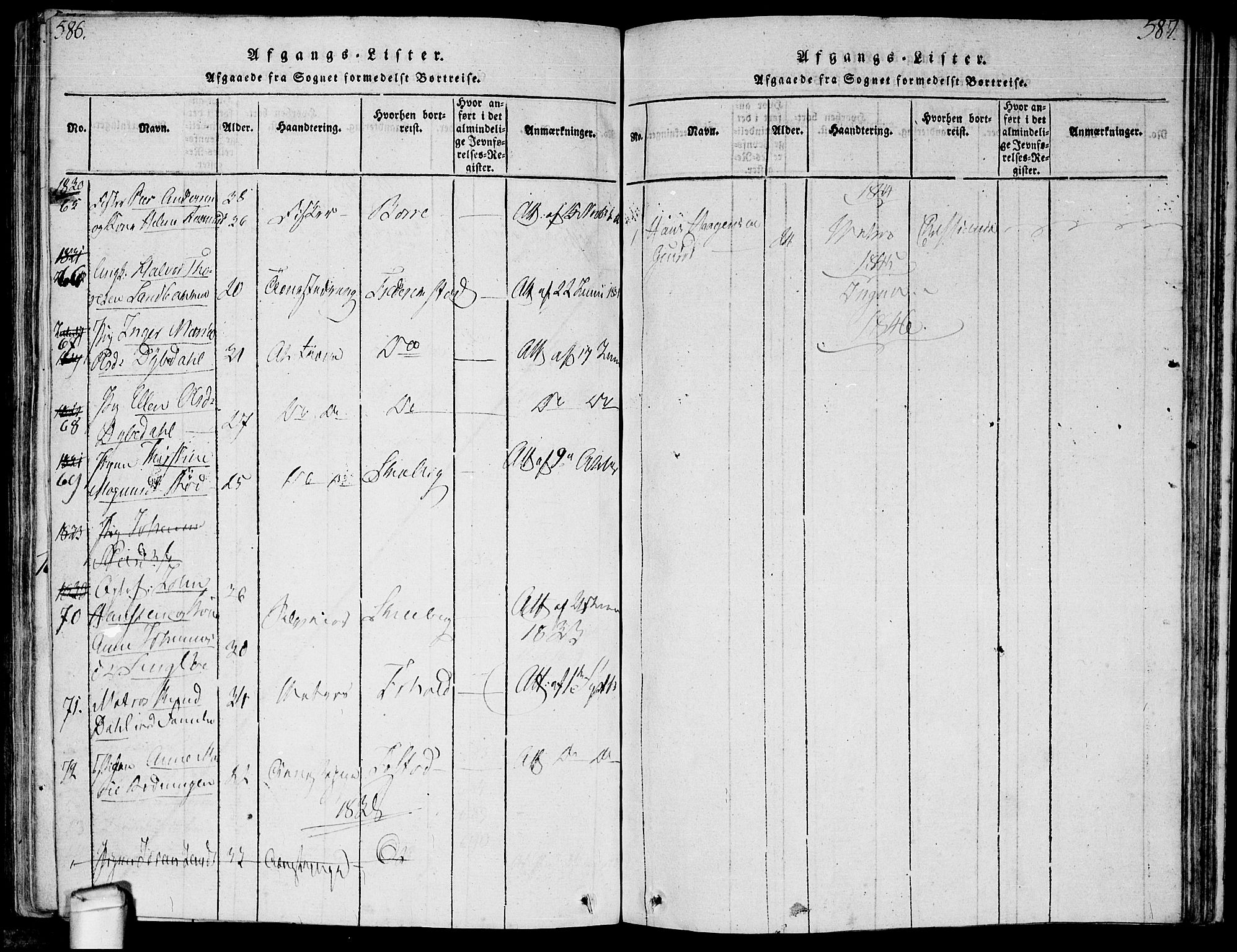 Hvaler prestekontor Kirkebøker, SAO/A-2001/F/Fa/L0005: Parish register (official) no. I 5, 1816-1845, p. 586-587