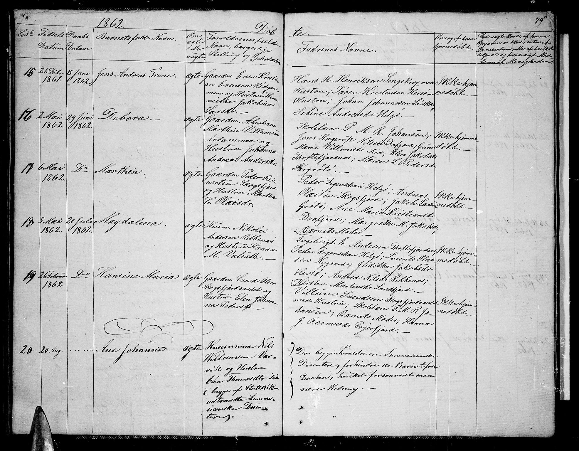 Karlsøy sokneprestembete, SATØ/S-1299/H/Ha/Hab/L0004klokker: Parish register (copy) no. 4, 1845-1870, p. 79
