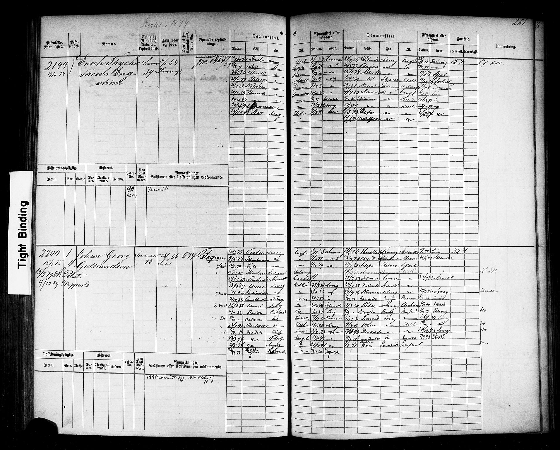 Larvik innrulleringskontor, SAKO/A-787/F/Fc/L0006: Hovedrulle, 1871, p. 264