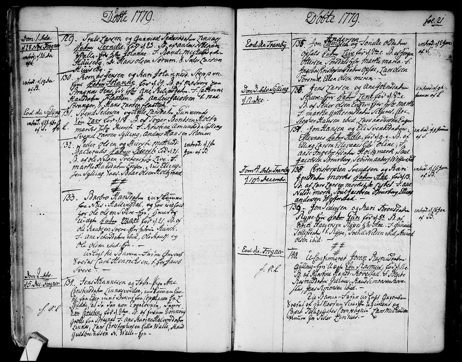 Lier kirkebøker, SAKO/A-230/F/Fa/L0006: Parish register (official) no. I 6, 1777-1794, p. 21