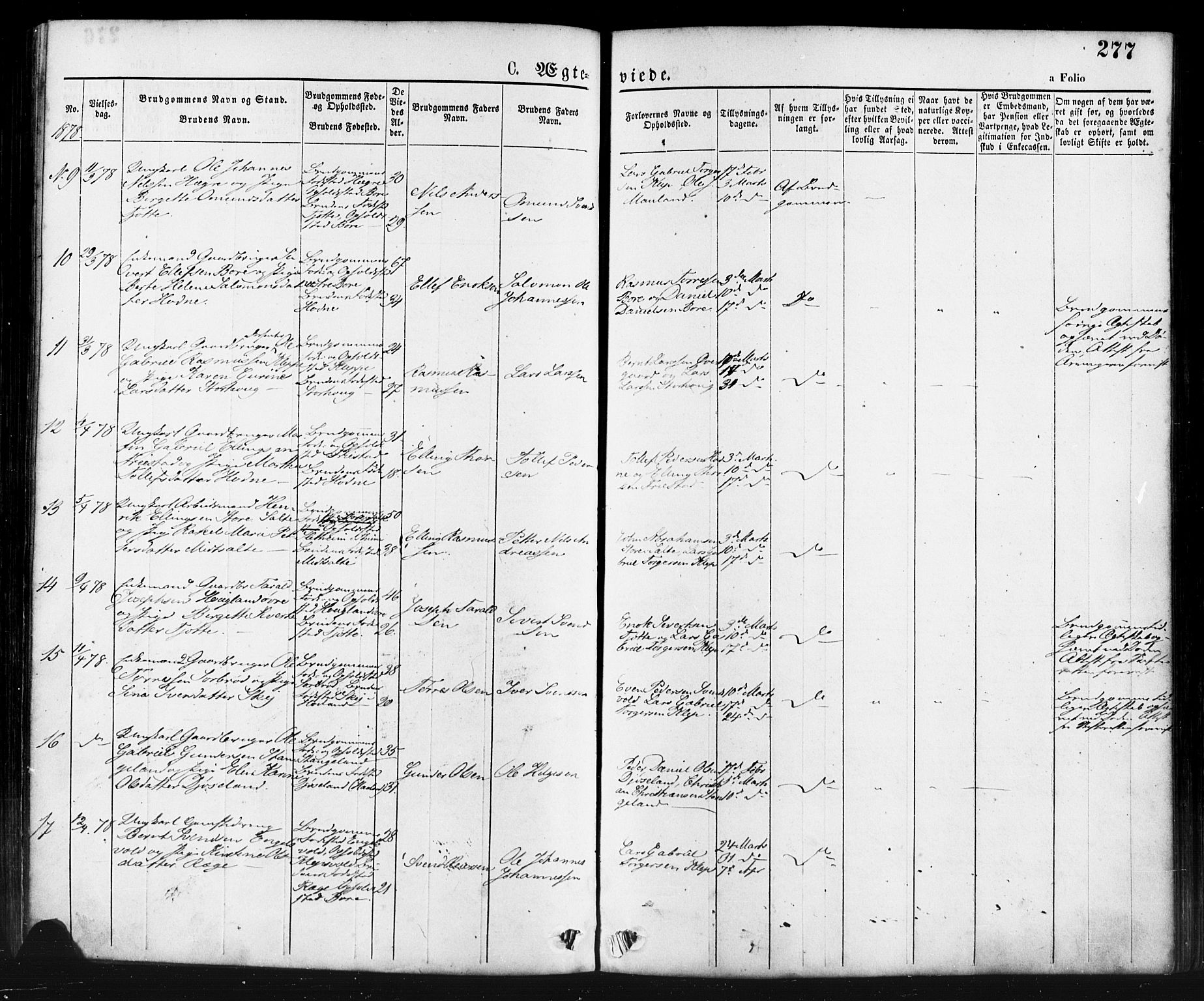 Klepp sokneprestkontor, AV/SAST-A-101803/001/3/30BA/L0006: Parish register (official) no. A 6, 1871-1885, p. 277