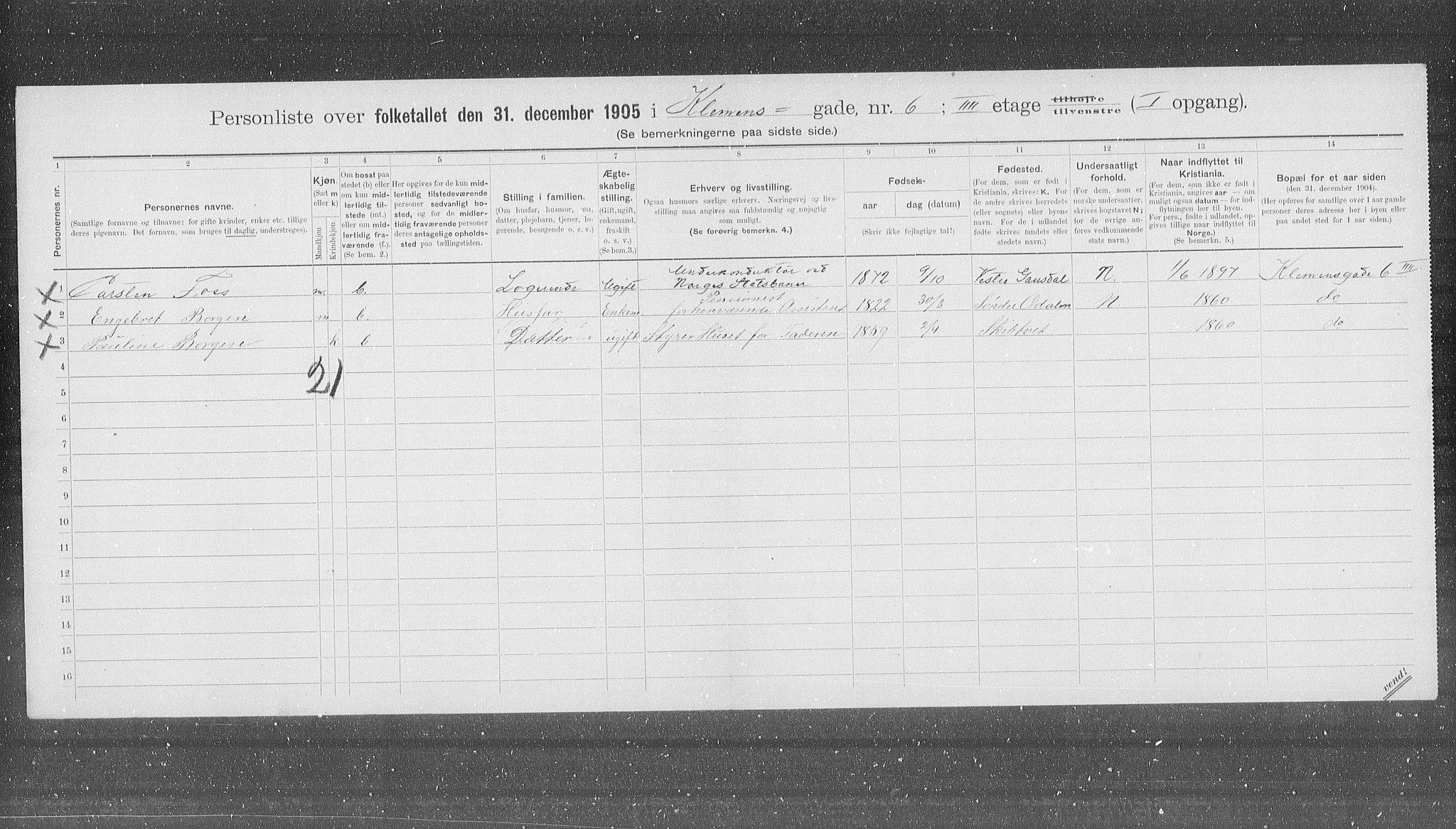 OBA, Municipal Census 1905 for Kristiania, 1905, p. 27305