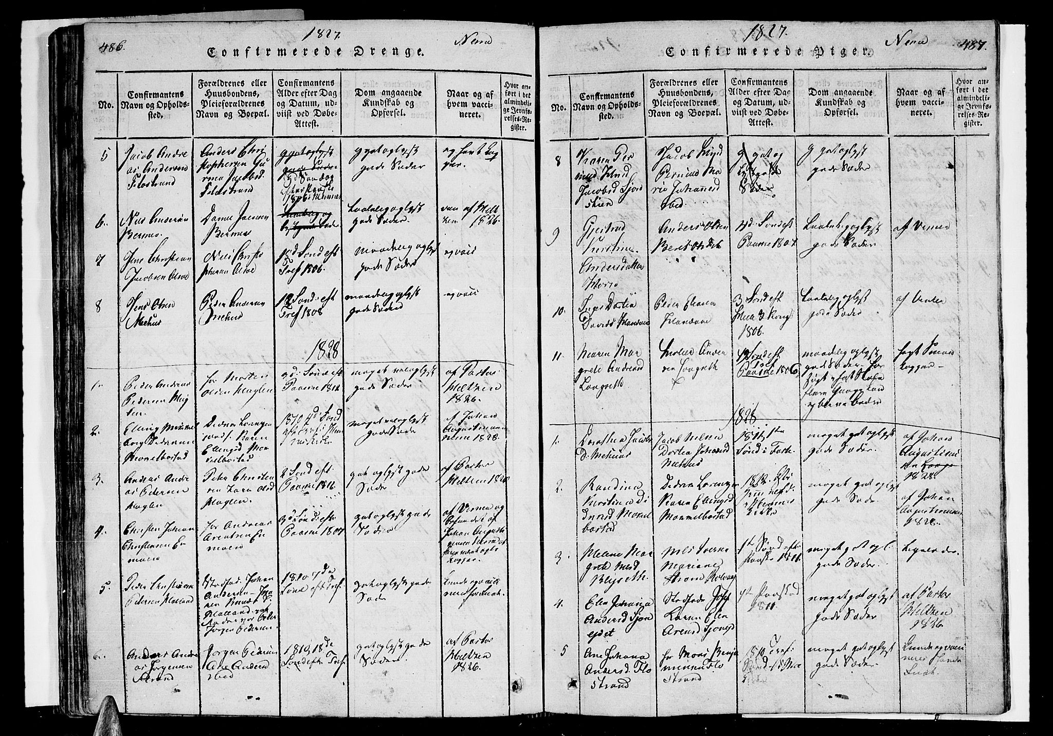 Ministerialprotokoller, klokkerbøker og fødselsregistre - Nordland, AV/SAT-A-1459/838/L0546: Parish register (official) no. 838A05 /1, 1820-1828, p. 486-487