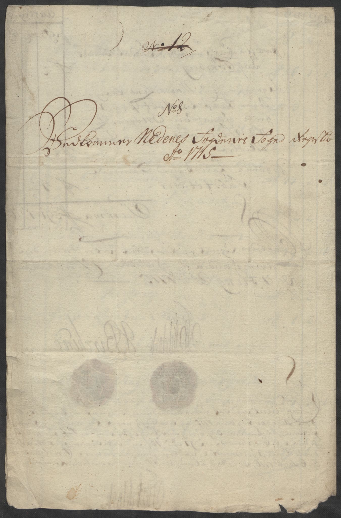 Rentekammeret inntil 1814, Reviderte regnskaper, Fogderegnskap, AV/RA-EA-4092/R39/L2323: Fogderegnskap Nedenes, 1715, p. 115