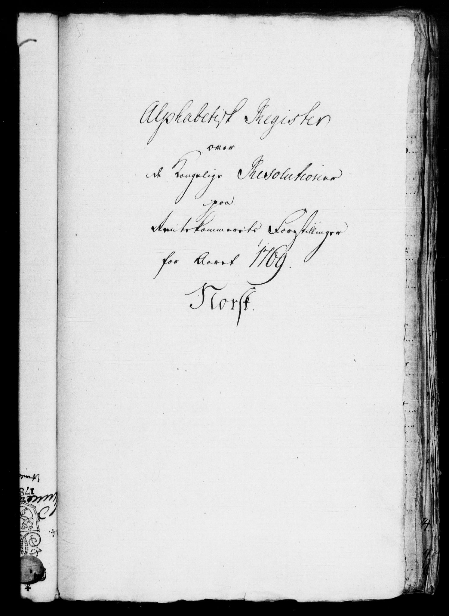 Rentekammeret, Kammerkanselliet, RA/EA-3111/G/Gf/Gfb/L0007: Register til norske relasjons- og resolusjonsprotokoller (merket RK 52.102), 1765-1771, p. 306