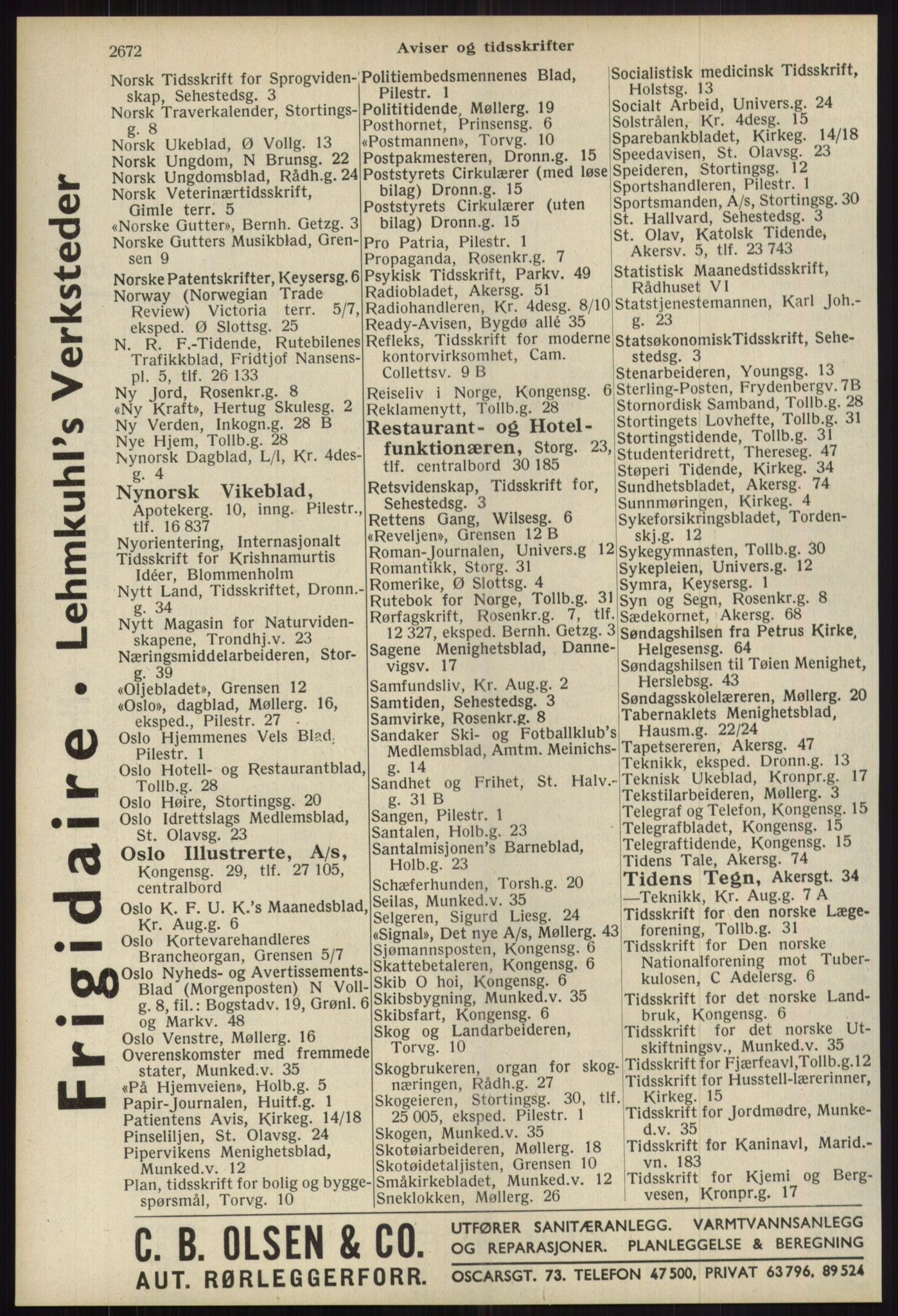 Kristiania/Oslo adressebok, PUBL/-, 1939, p. 2672